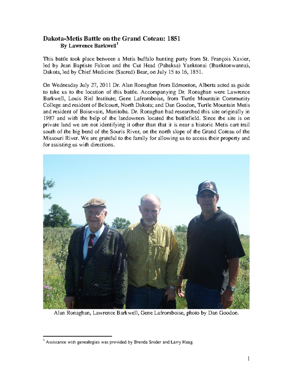 Dakota Metis Battle on the Grand Coteau DakotaMetis Battle on the