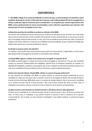 CASO PrÁctico Nº 8 - Caso práctico 8 corregido - CASO PRÁCTICO 8  Don  BMN, trabaja en un comercio - Studocu