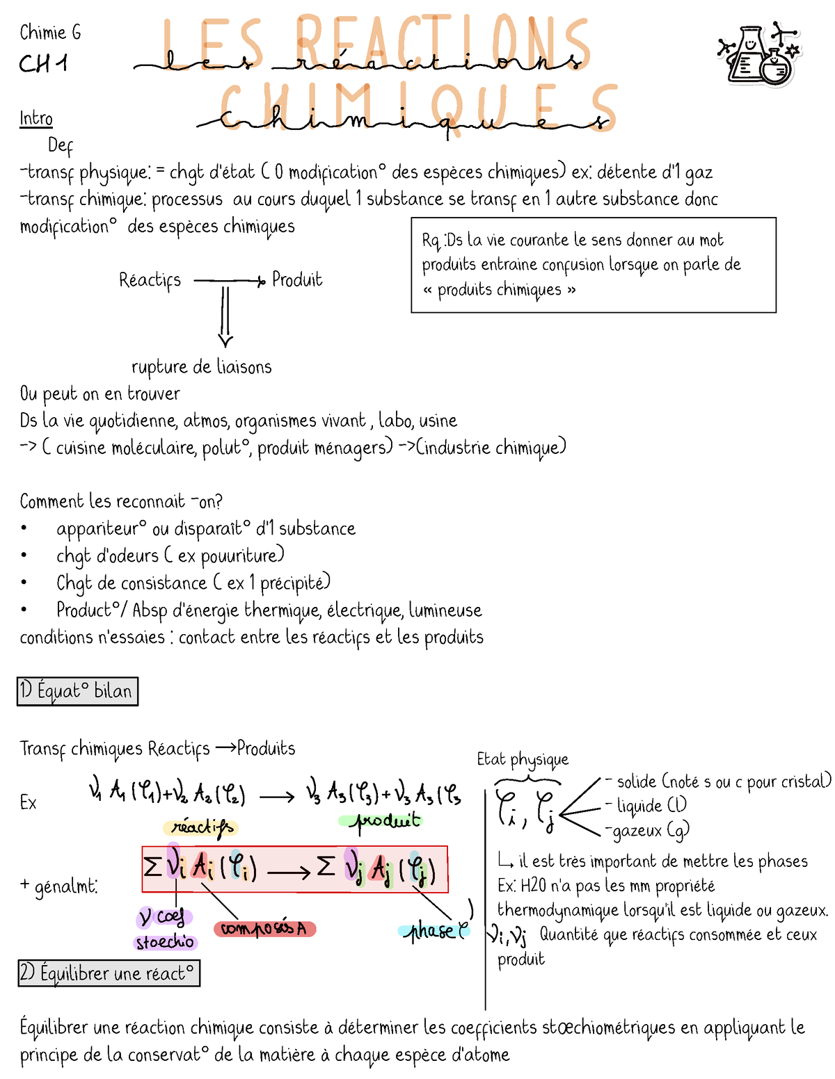 Chimie G Chap Les R Actions Rq Ds La Vie Courante Le Sens Donner Au Mot Produits Entraine