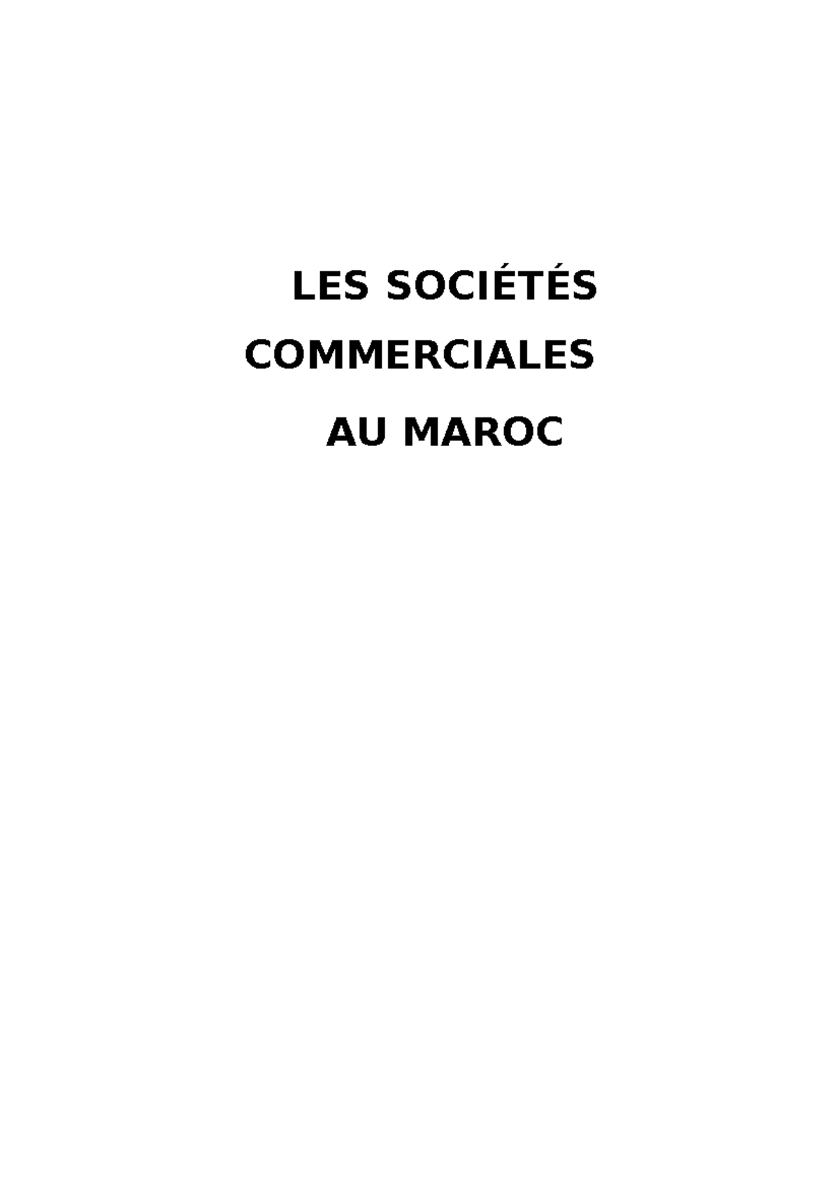 Cours LES SociéTÉS Commerciales - LES SOCIÉTÉS COMMERCIALES AU MAROC P ...