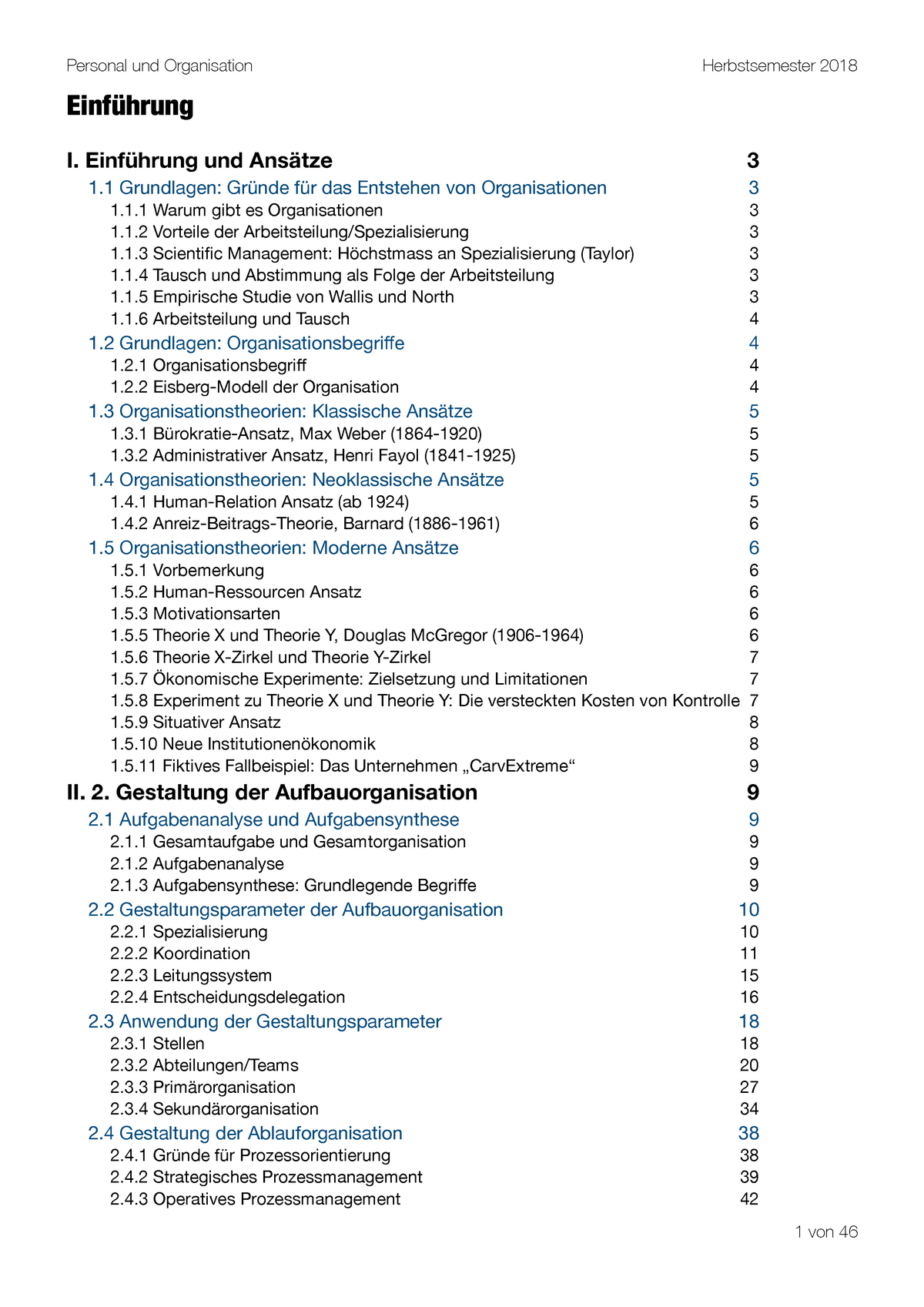 Organisation - Zusammenfassung Der Folien Und Notizen Der Vorlesung ...