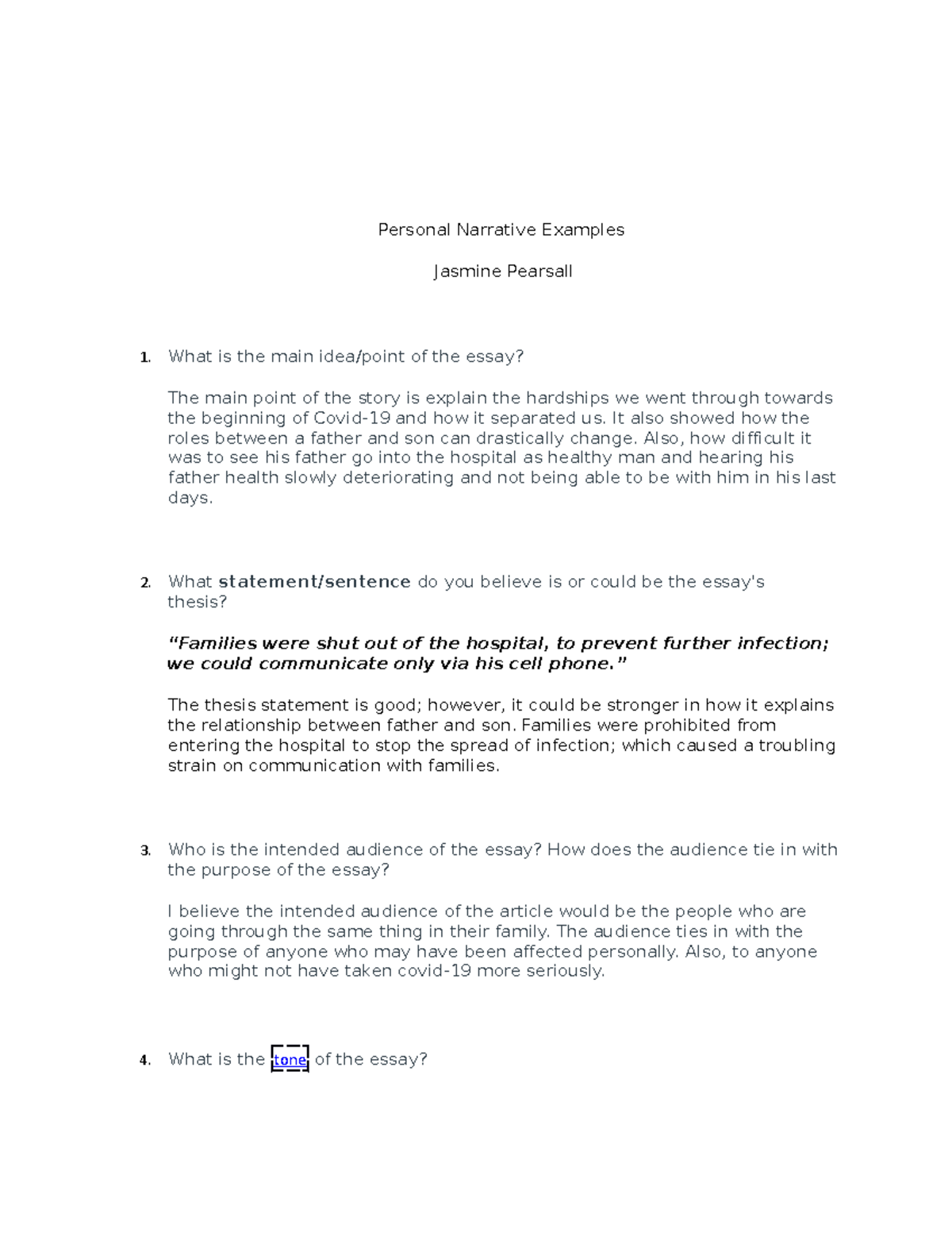 Pearsall Jasmine Group 2.1 Personal Narrative - Personal Narrative ...