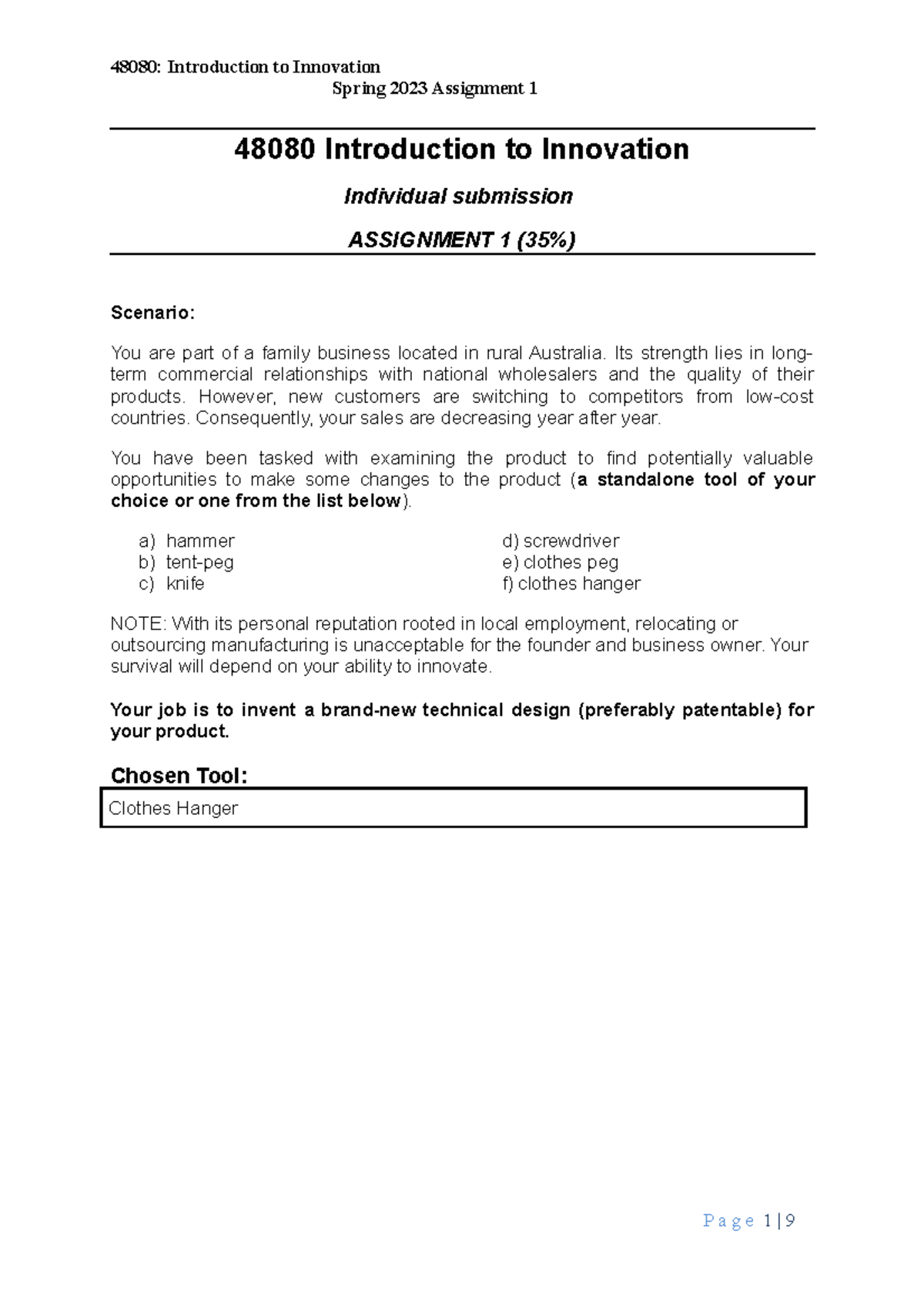 Assignment 1 Product Analysis - Spring 2023 Assignment 1 48080 ...