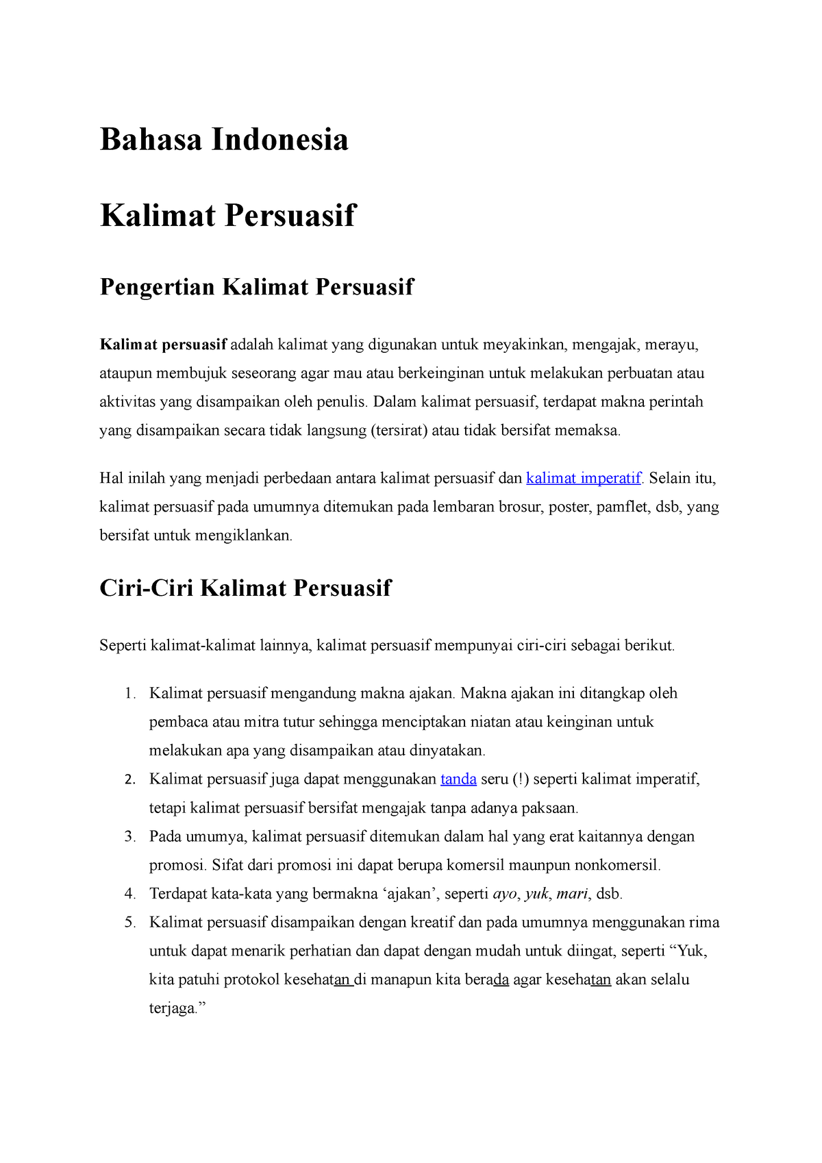 Bahasa Indonesia - Kalimat Persuasif - Bahasa Indonesia Kalimat ...