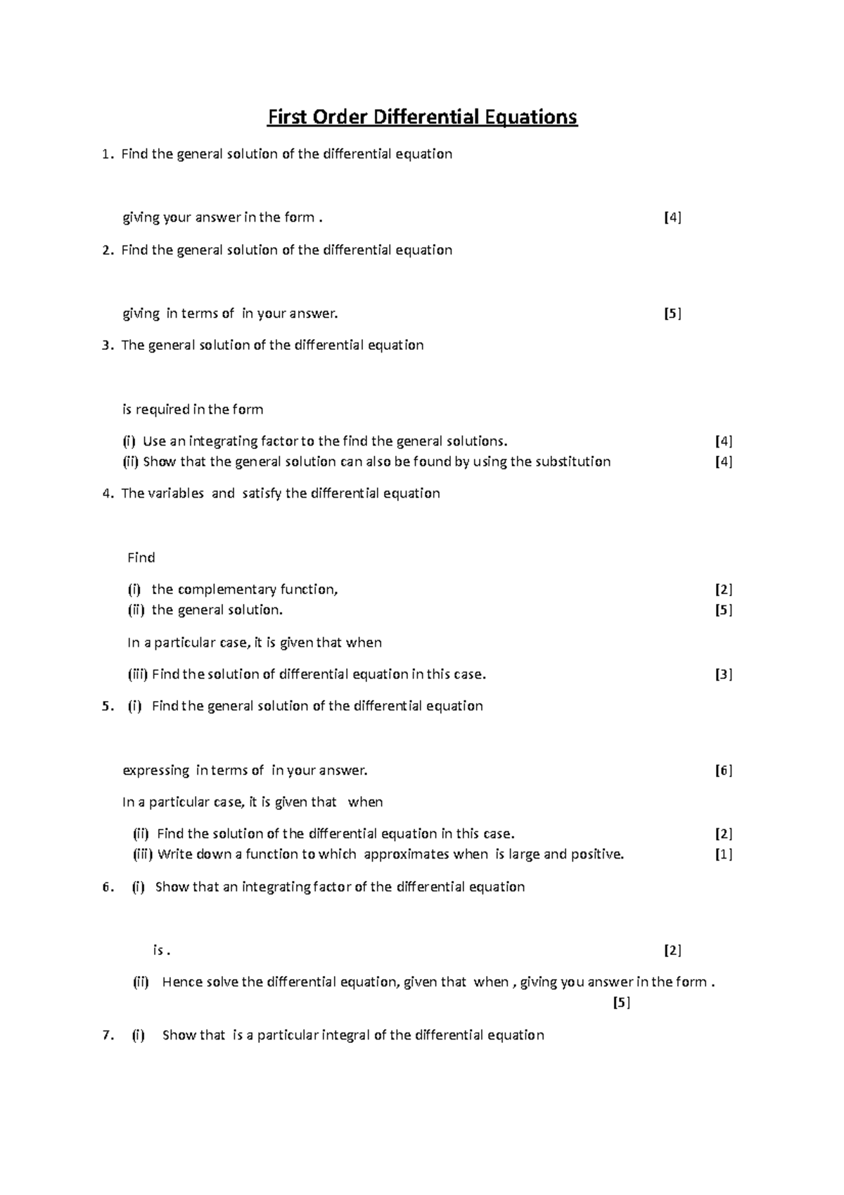 Assignment 1st Order Differential Equations First Order Differential Equations Find The Assignment 1st Order Differential Equations First Order Differential Equations Find The