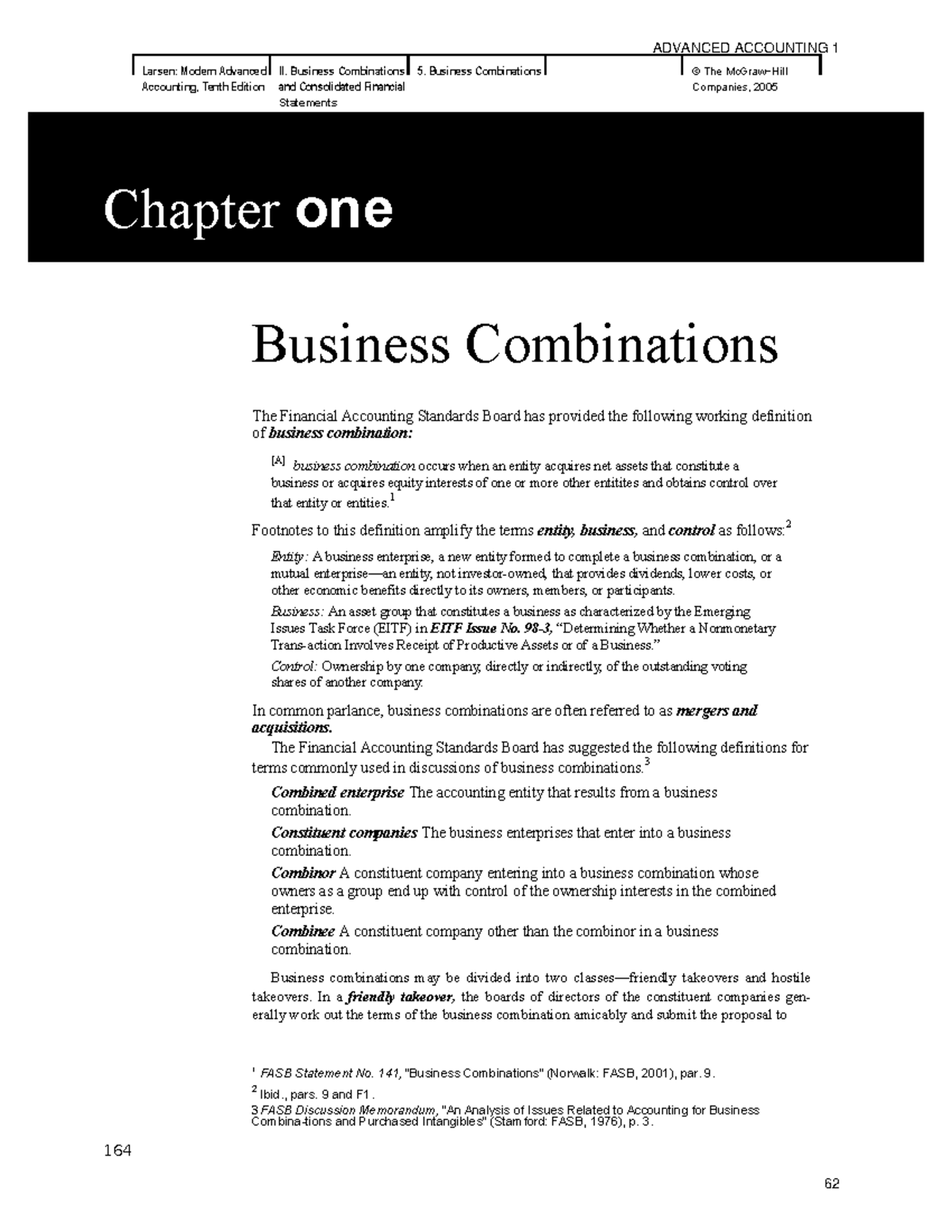 Chapter 1 advanced accounting - Larsen: Modern Advanced II. Business ...