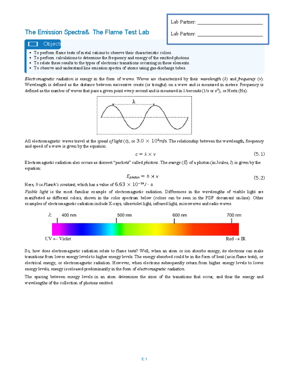 The Emission Spectra & The Flame Test Lab Student Exploration Guide
