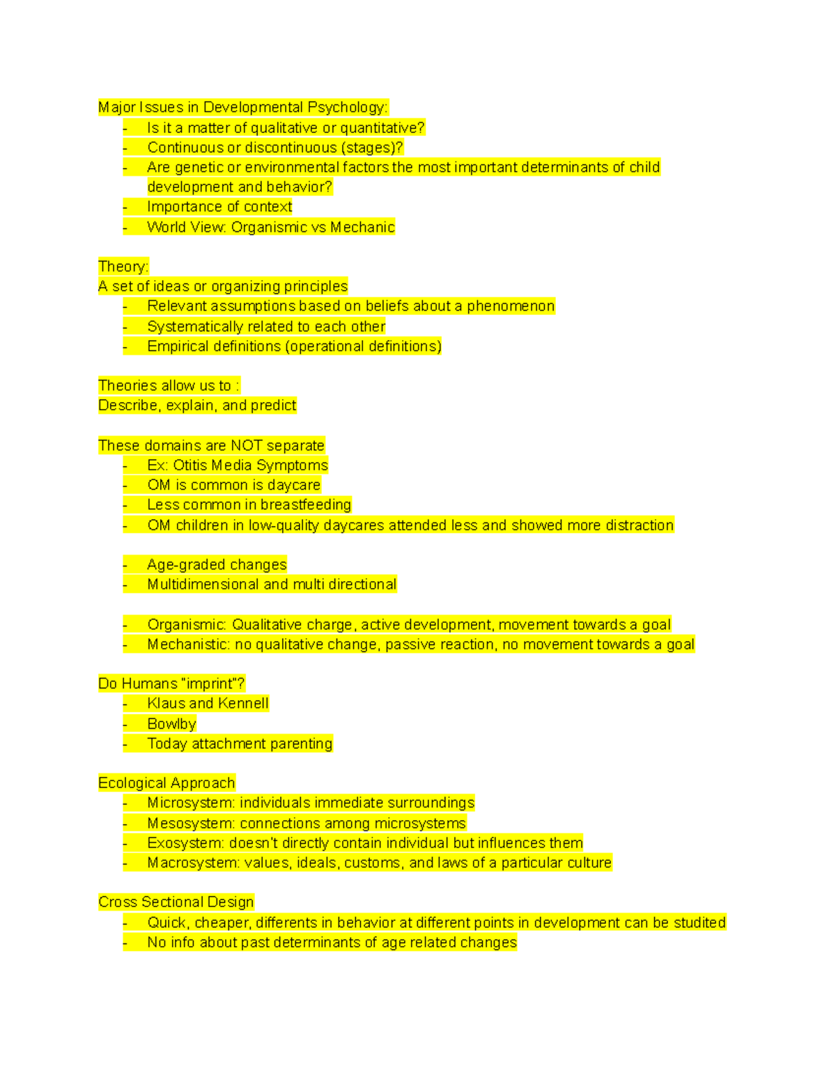Developmental Psychology 220 - Major Issues in Developmental Psychology ...