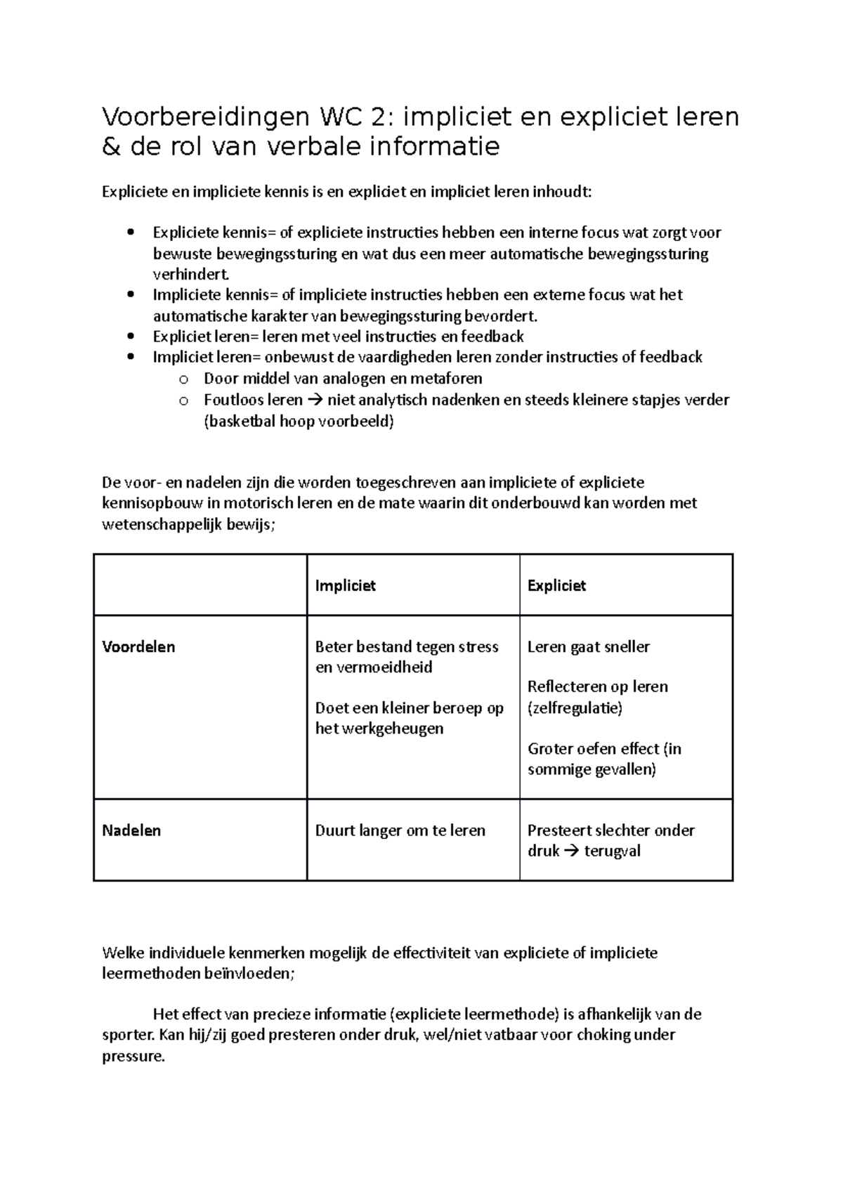 Voorbereidingen WC2 MLO - Voorbereidingen WC 2: Impliciet En Expliciet ...