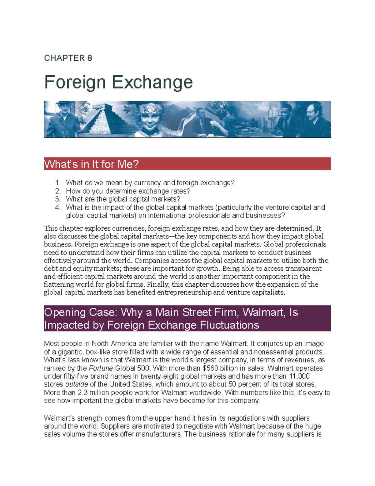 8.0 Foreign Exchange - CHAPTER 8 Foreign Exchange What’s in It for Me ...