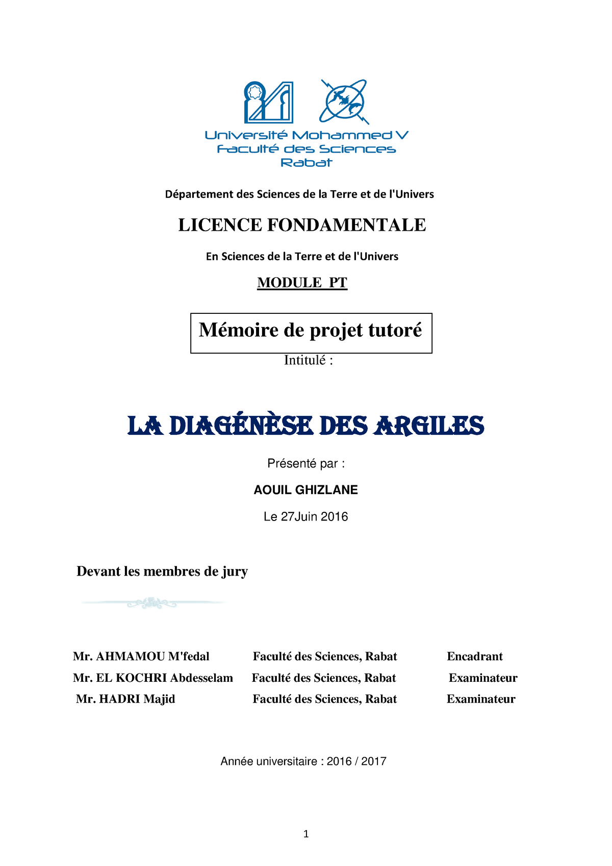 SDIC-PL0187 - PFE CHIMIE - Département Des Sciences De La Terre Et De L ...