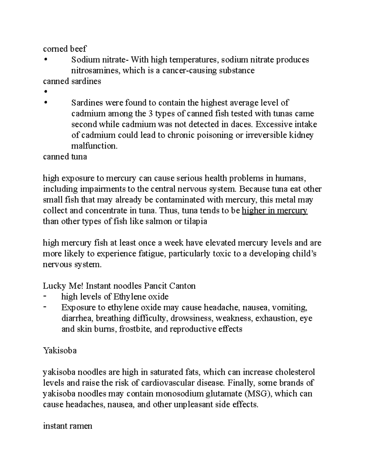 Canned Foods lecture notes corned beef Sodium nitrate With high