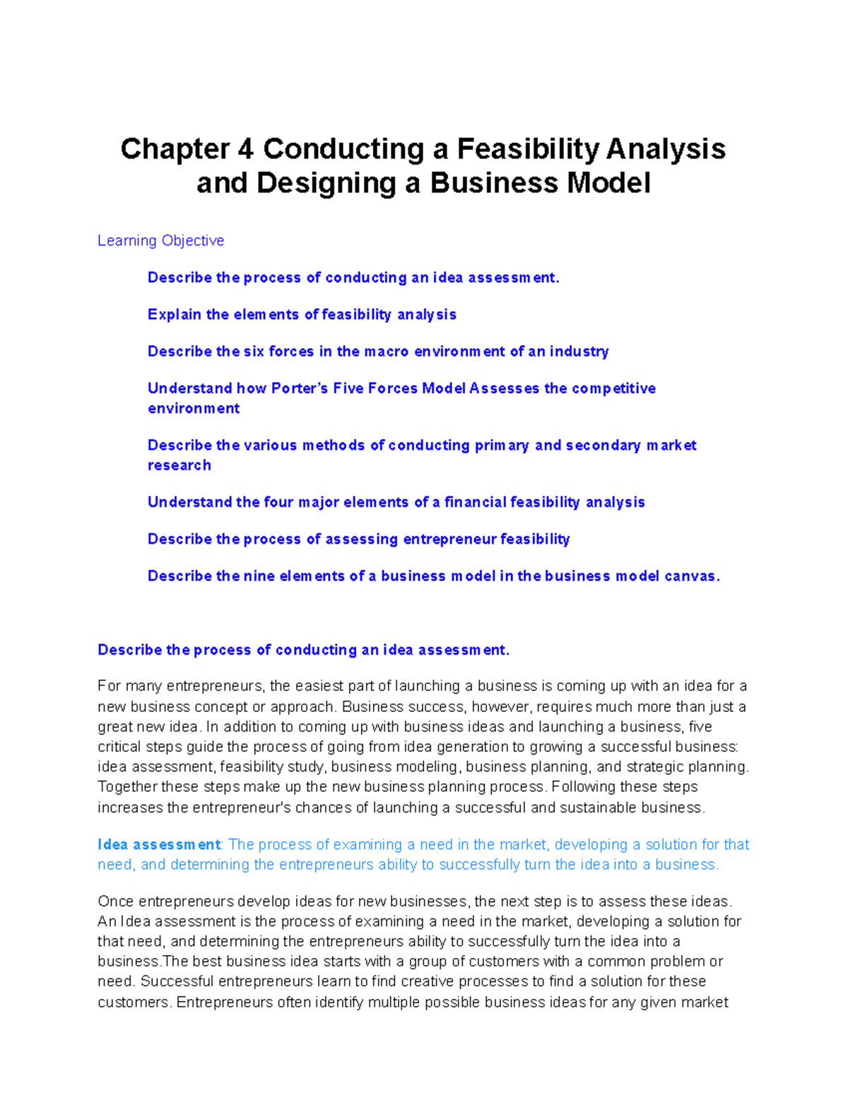 Mana 3325 Reading Chapter 4 Conducting a Feasibility Analysis and ...