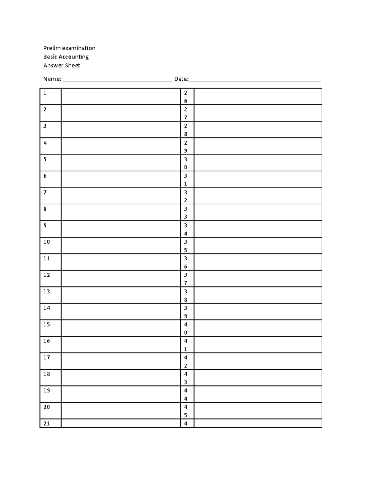 Prelim Examination basic accounting - Accountancy - UE - Studocu