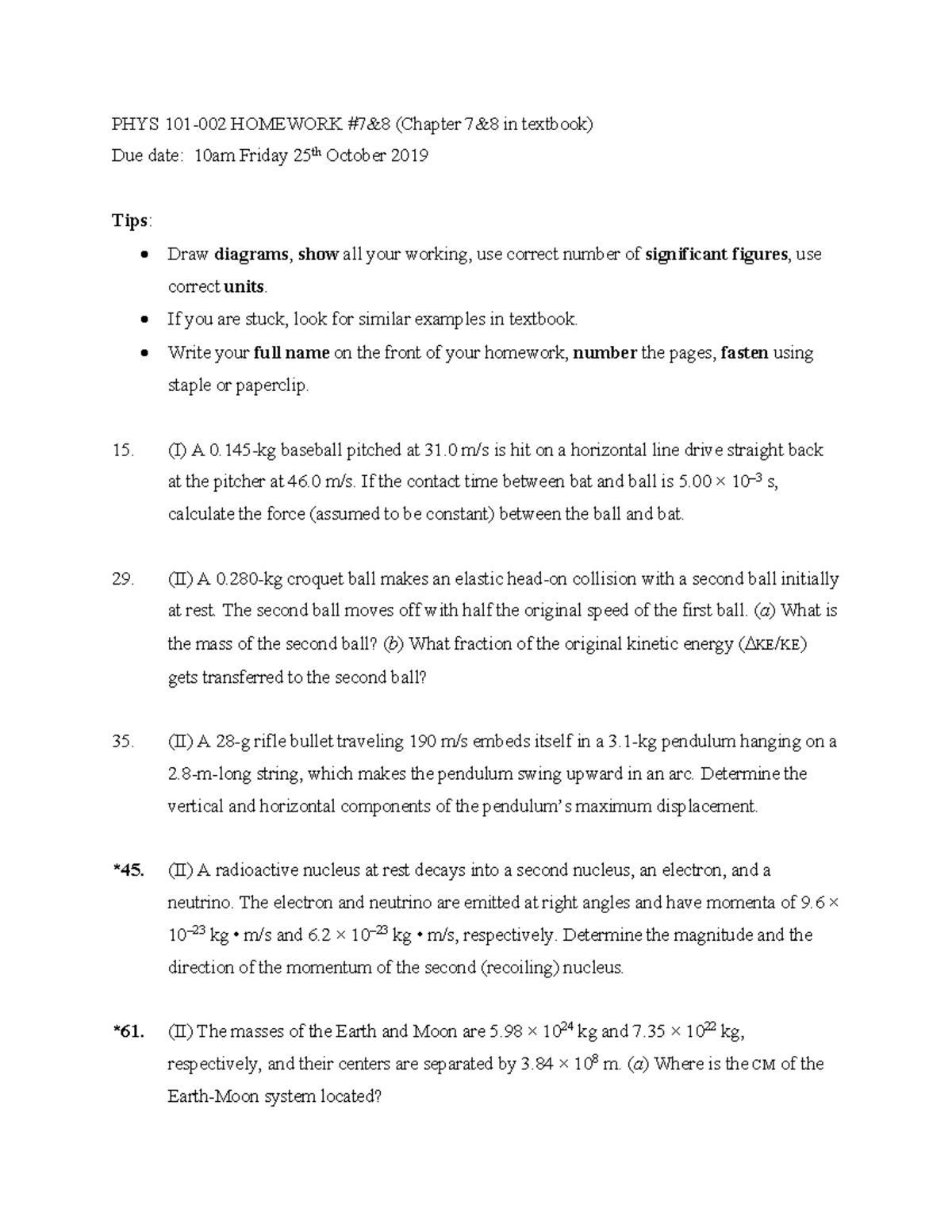 PHYS101-002-HWK 7 8 - Course material - PHYS 101-002 HOMEWORK #7&8 ...