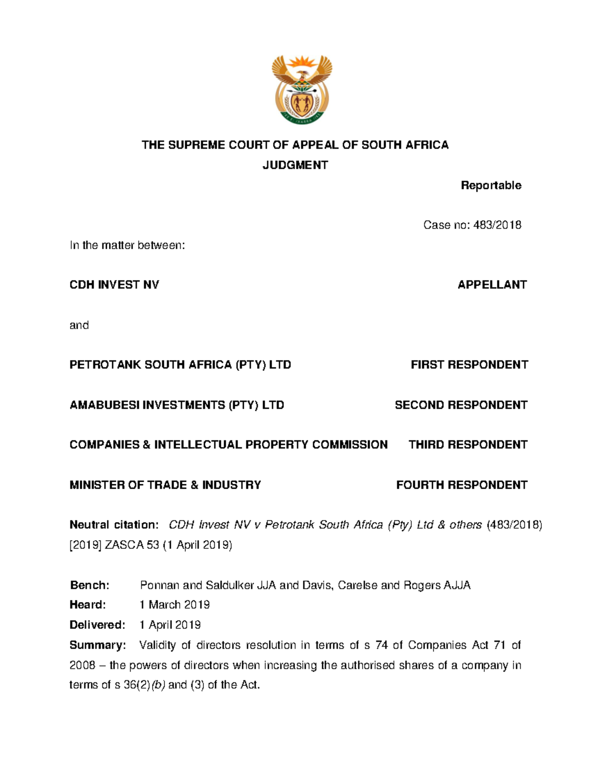 53 - Notes - THE SUPREME COURT OF APPEAL OF SOUTH AFRICA JUDGMENT ...