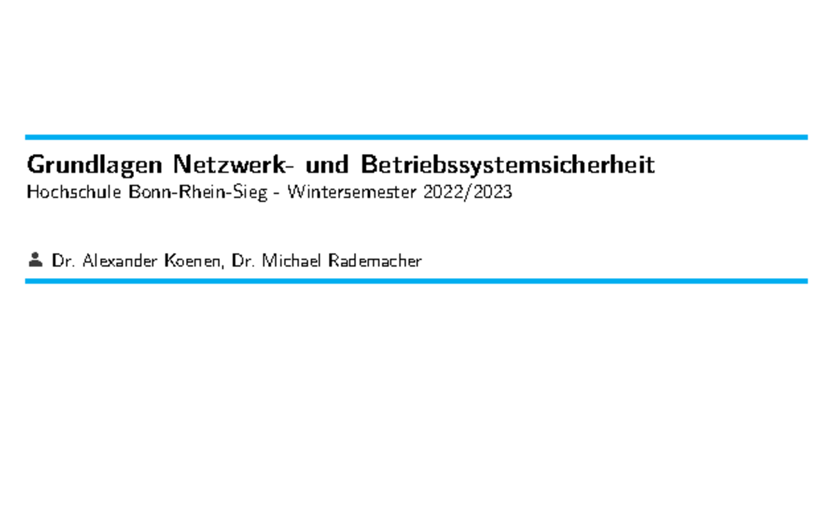 Vorlesung 5 - Grundlagen Netzwerk- Und Betriebssystemsicherheit ...