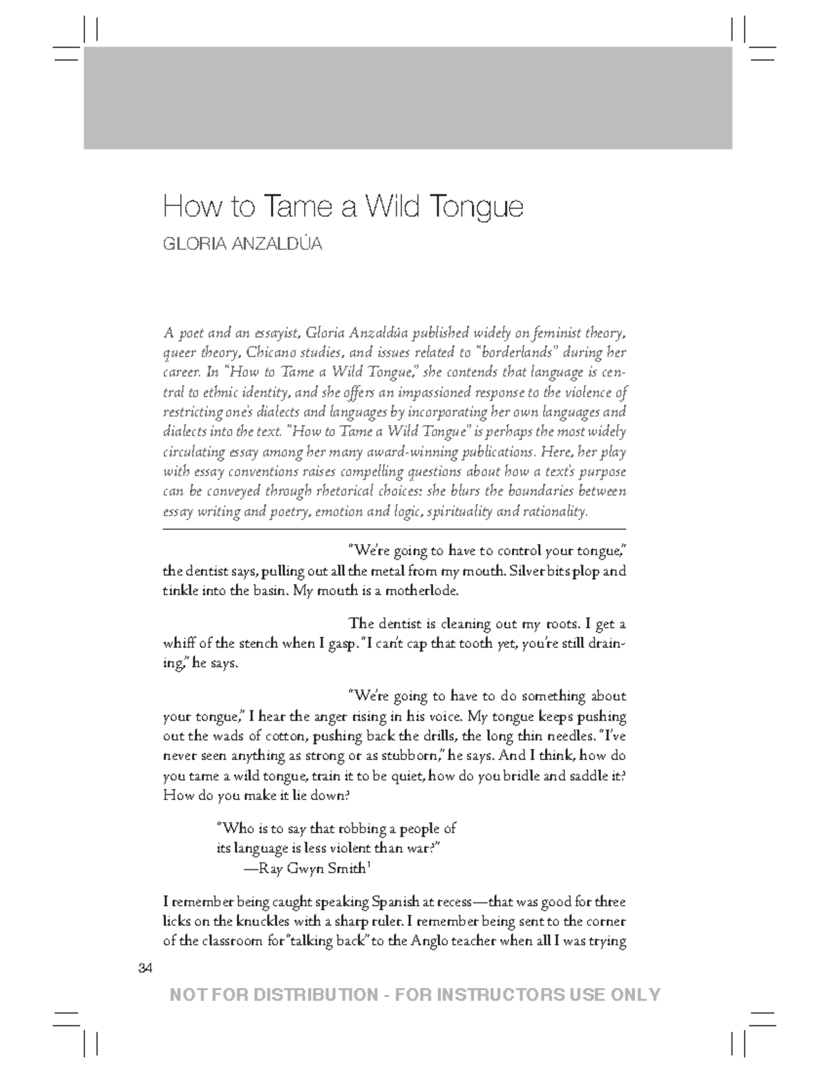 thesis in how to tame a wild tongue