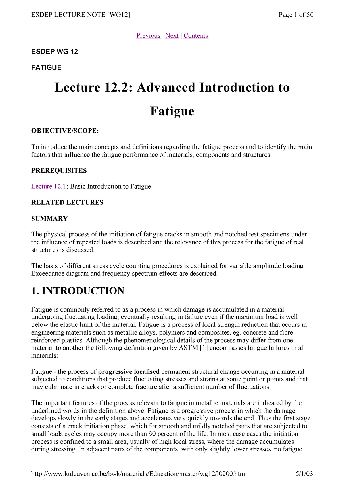 Esdep Lecture Notes 12-2 - ESDEP LECTURE NOTE [WG12] Page 1 Of 50 ...