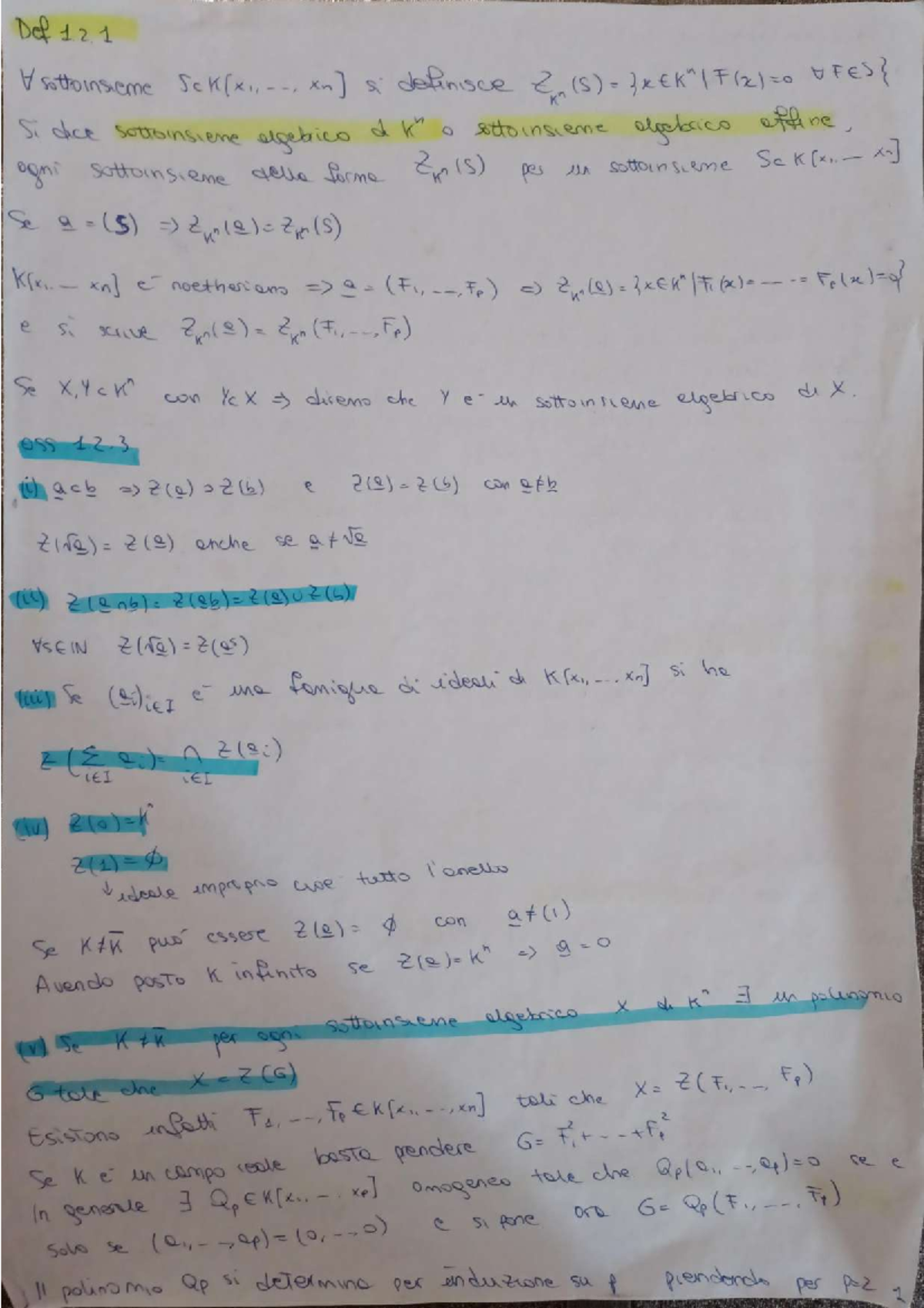 Primaparte Prima parte geometria algebrica Geometria Algebrica