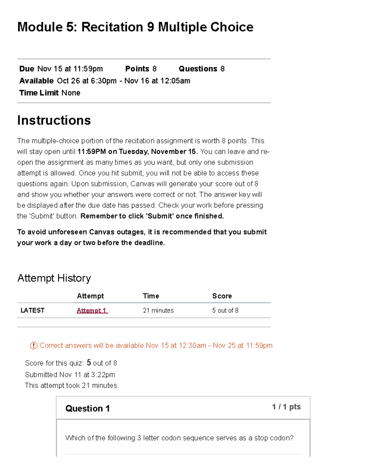 Module 5 Recitation 9 Multiple Choice BIO 340 General Genetics (2022 ...