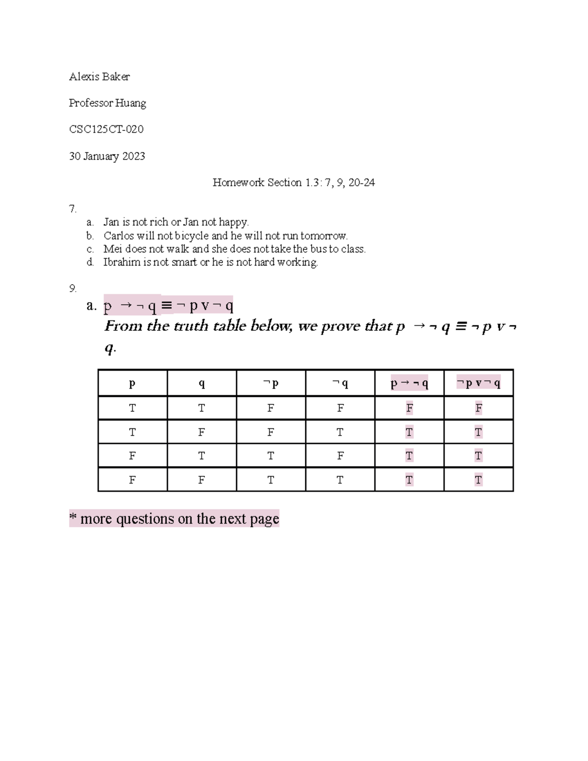 Csc125ct 020 homework 1 alexis baker alexis baker professor huang