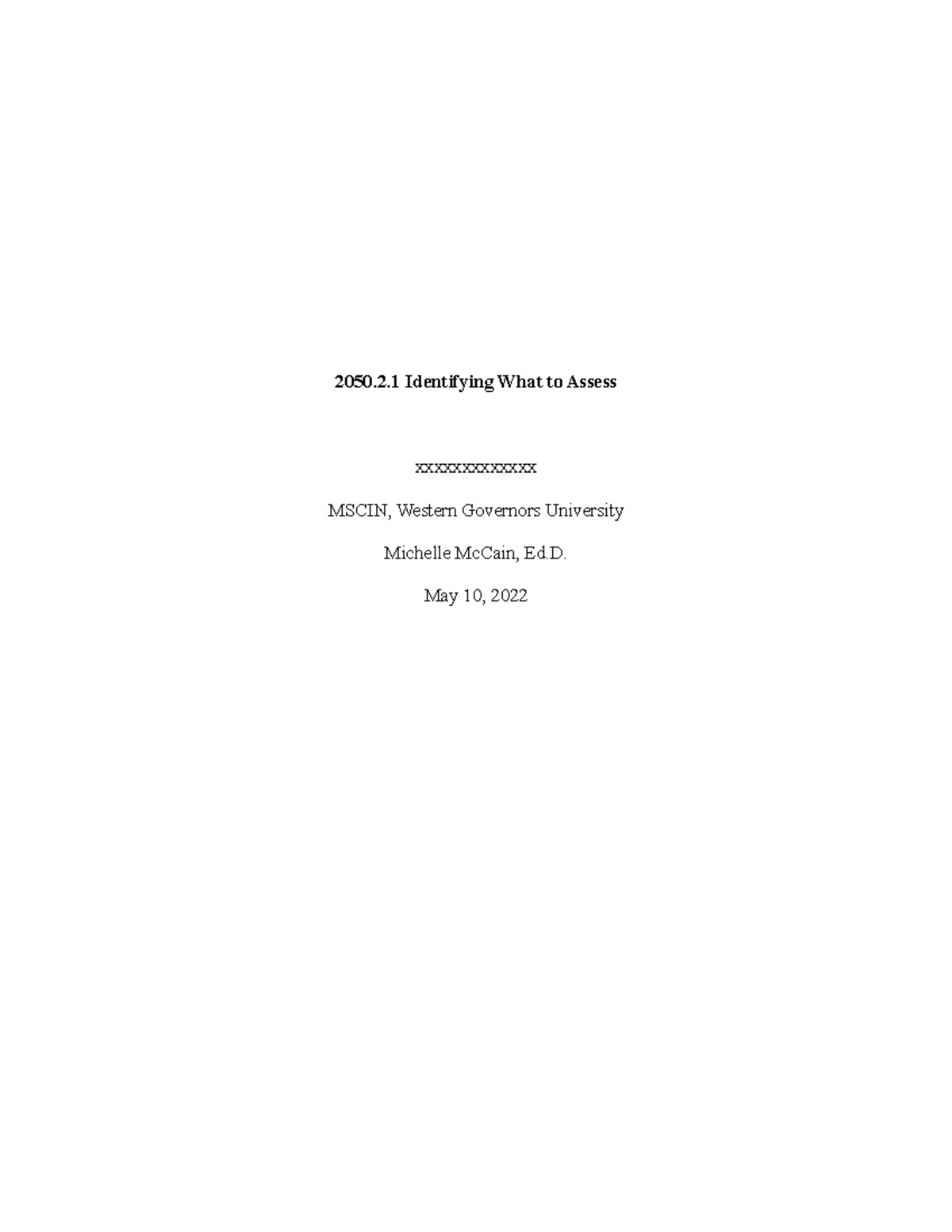 D184 Identifying What to Assess - 2050.2 Identifying What to Assess ...