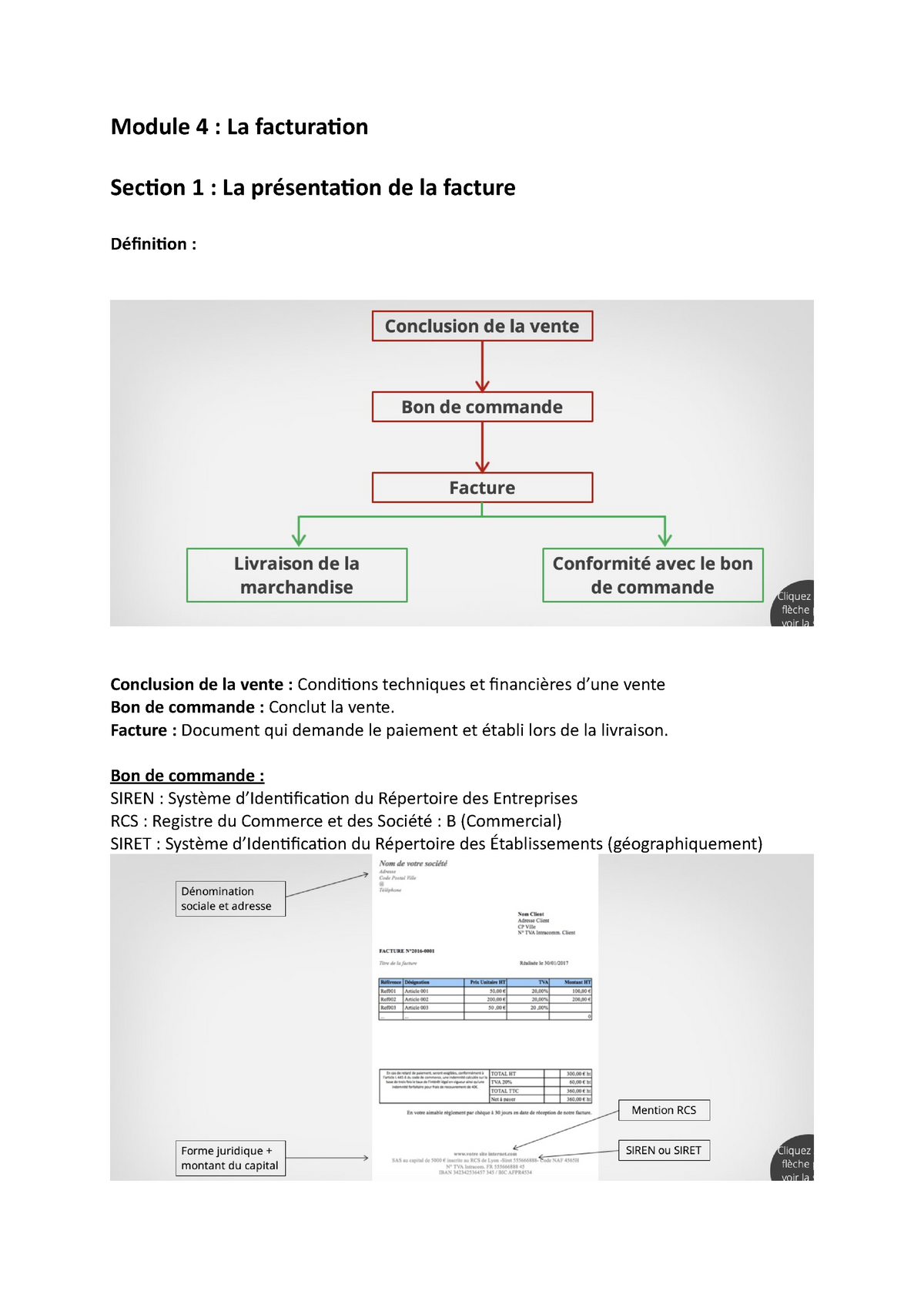 Module 4 La Facturation Module 4 La Facturation Section 1 La De La Facture Conclusion De Studocu