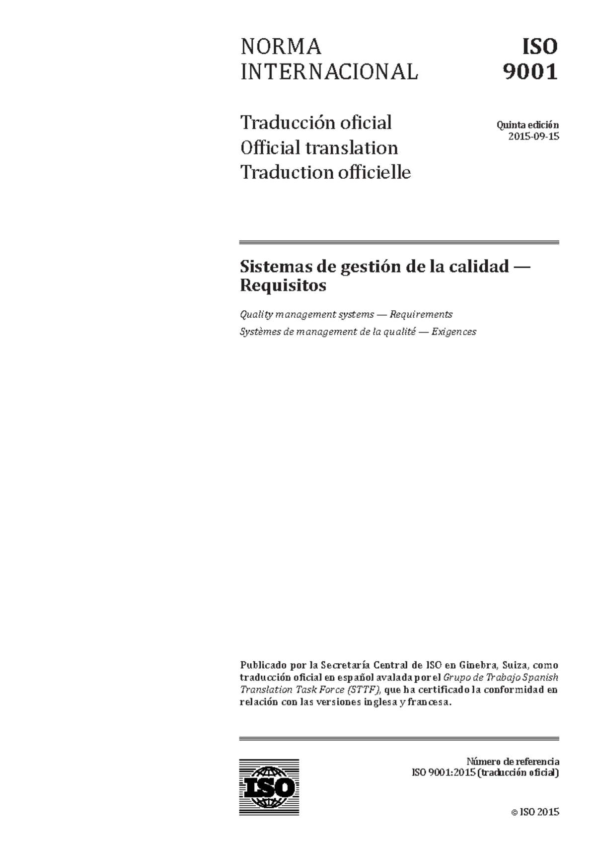 ISO 9001 2015 - PRACTICA - © ISO 2015 Sistemas de gestión de la calidad ...