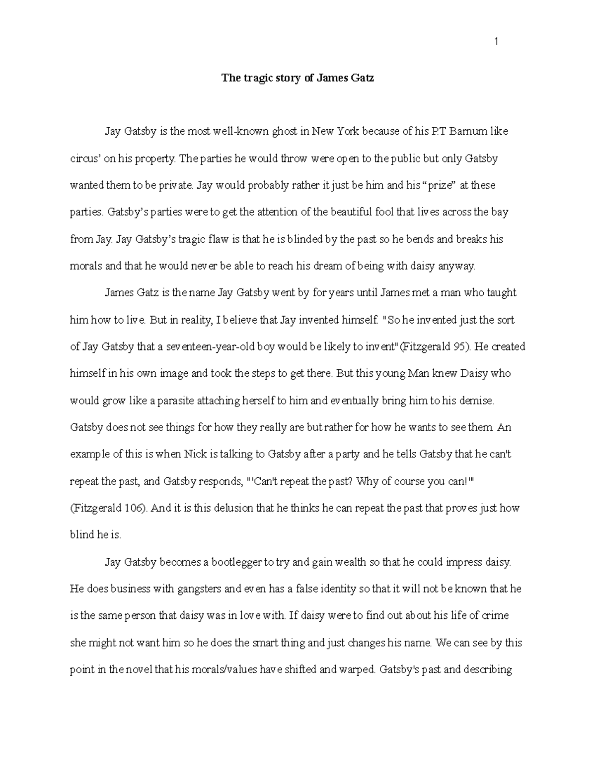 the great gatsby tragic hero essay