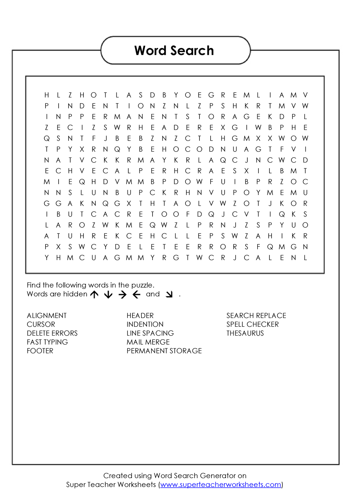 Super Teacher Worksheets Word Search - Word Search H L Z H O T L A S D ...