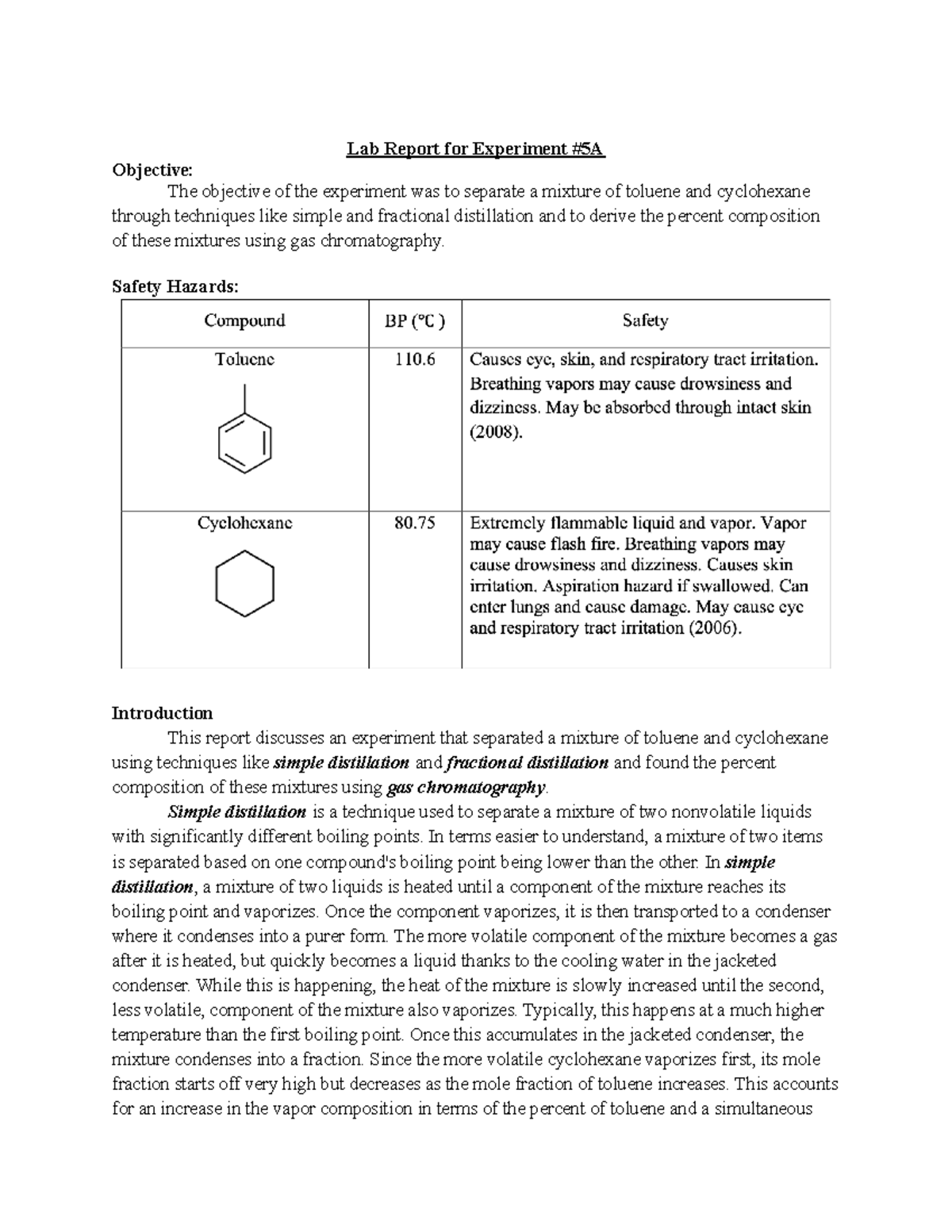 Silich Orgo Lab 5a - CHM 205 Experiment 5a Lab Report - Lab Report for ...