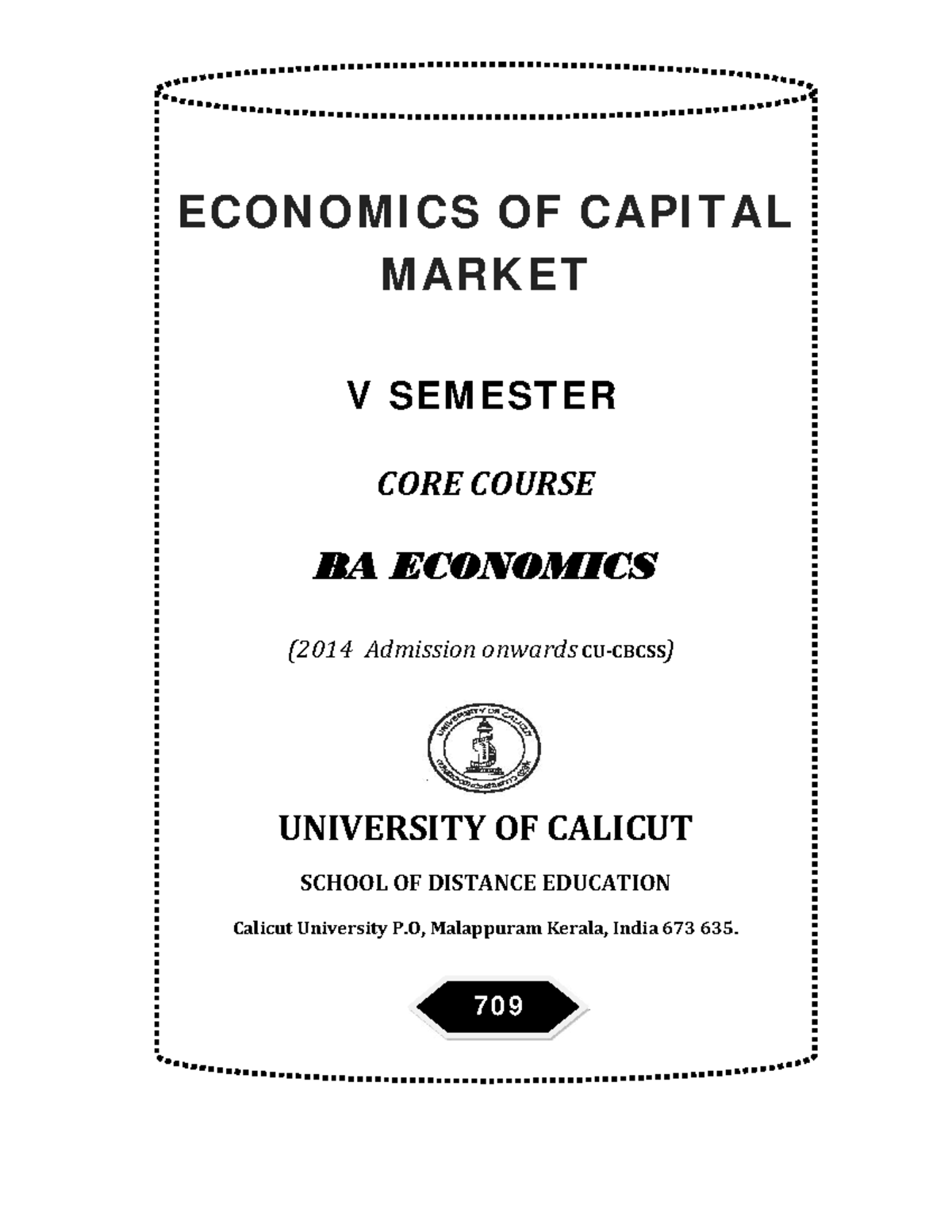 Economics OF Capital Market - ECON OM I CS OF CAPI T AL M ARK ET V SEM ...