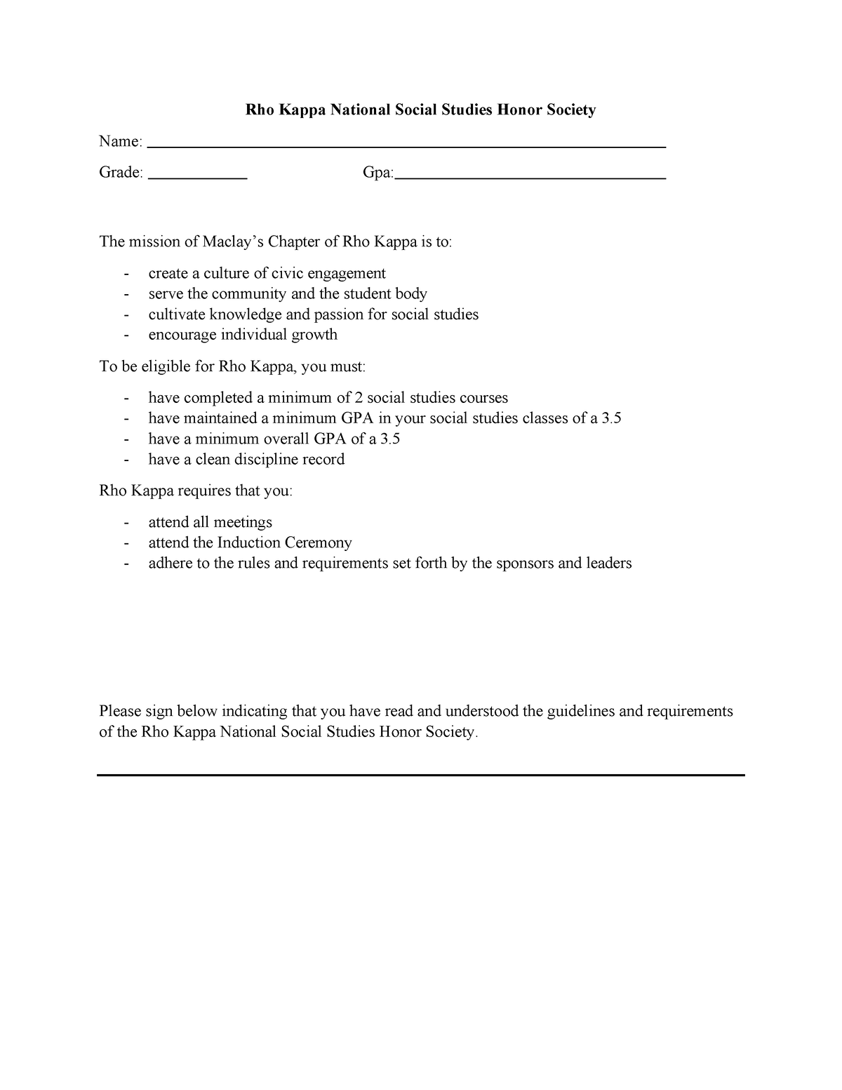 Application for Rho Kappa - Rho Kappa National Social Studies Honor ...