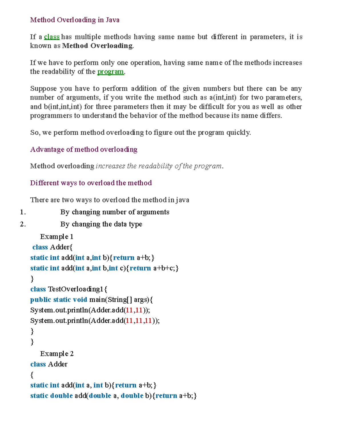 Method Overloading object as paramer returning object in Java - Method ...