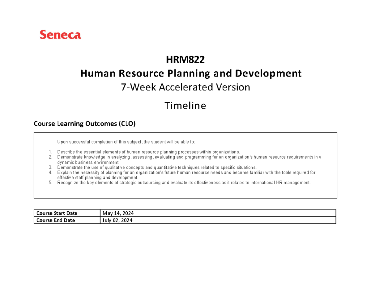 SE-HRM822-S24-7wk Timeline - HRM Human Resource Planning and ...