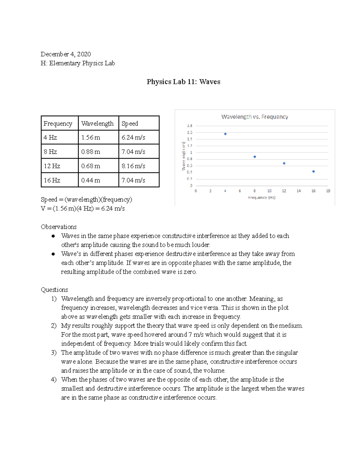 Physics Lab 11 December 4, 2020 H Elementary Physics Lab Physics Lab