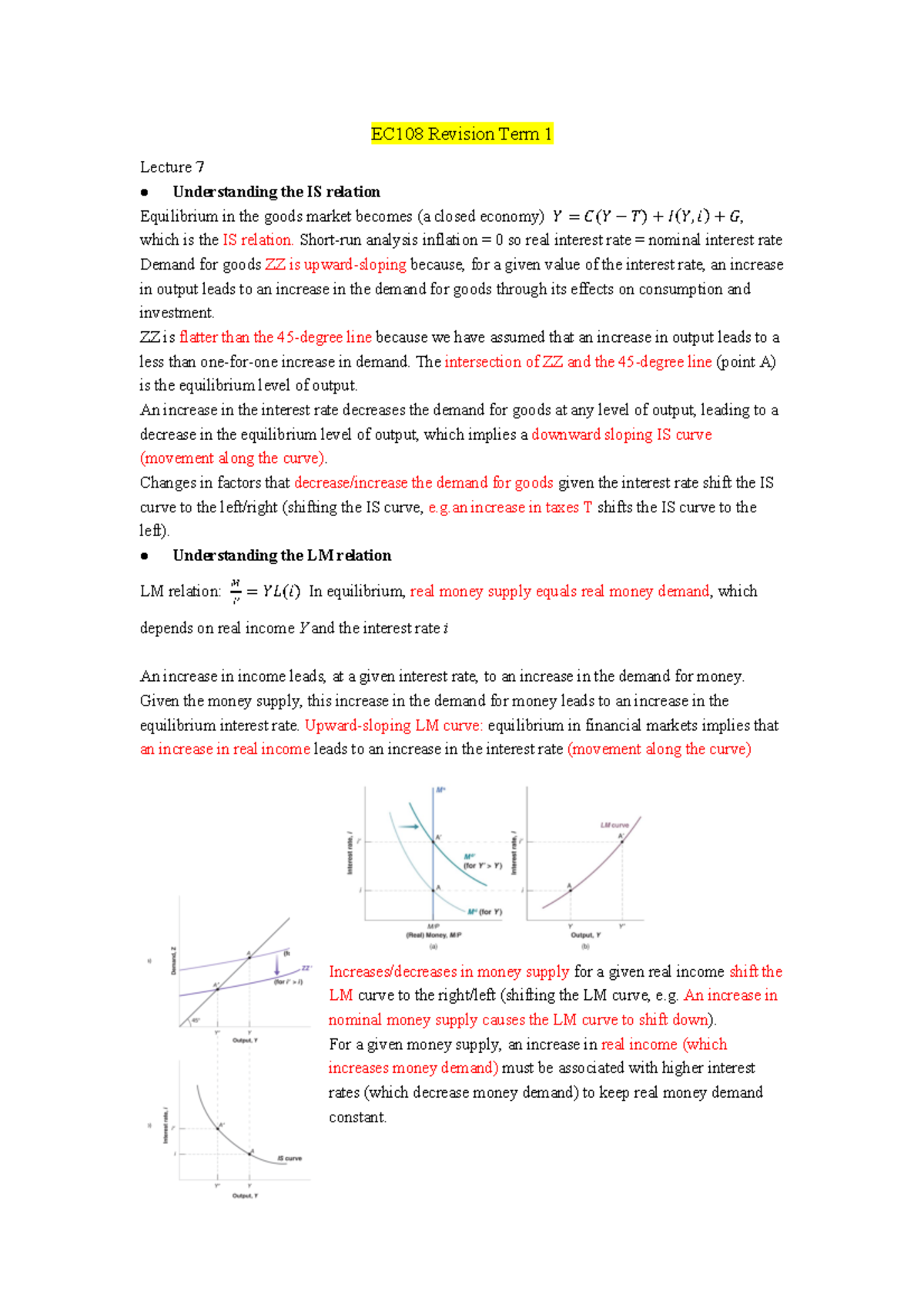 EC108 Term 1 Revision 7-8 - EC108 Revision Term 1 Lecture 7 l ...