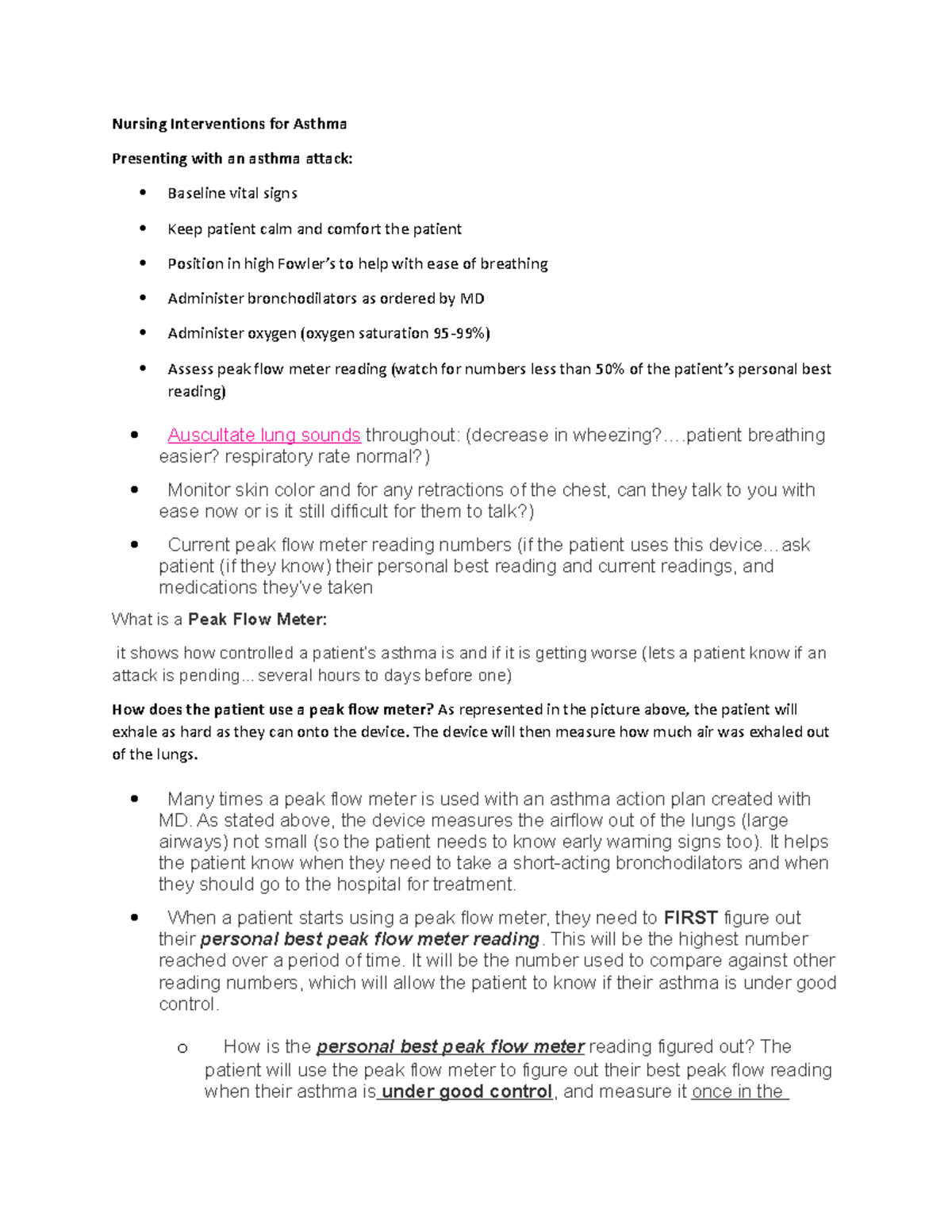 Nursing interventions for asthma pesquiza nursing interventions for