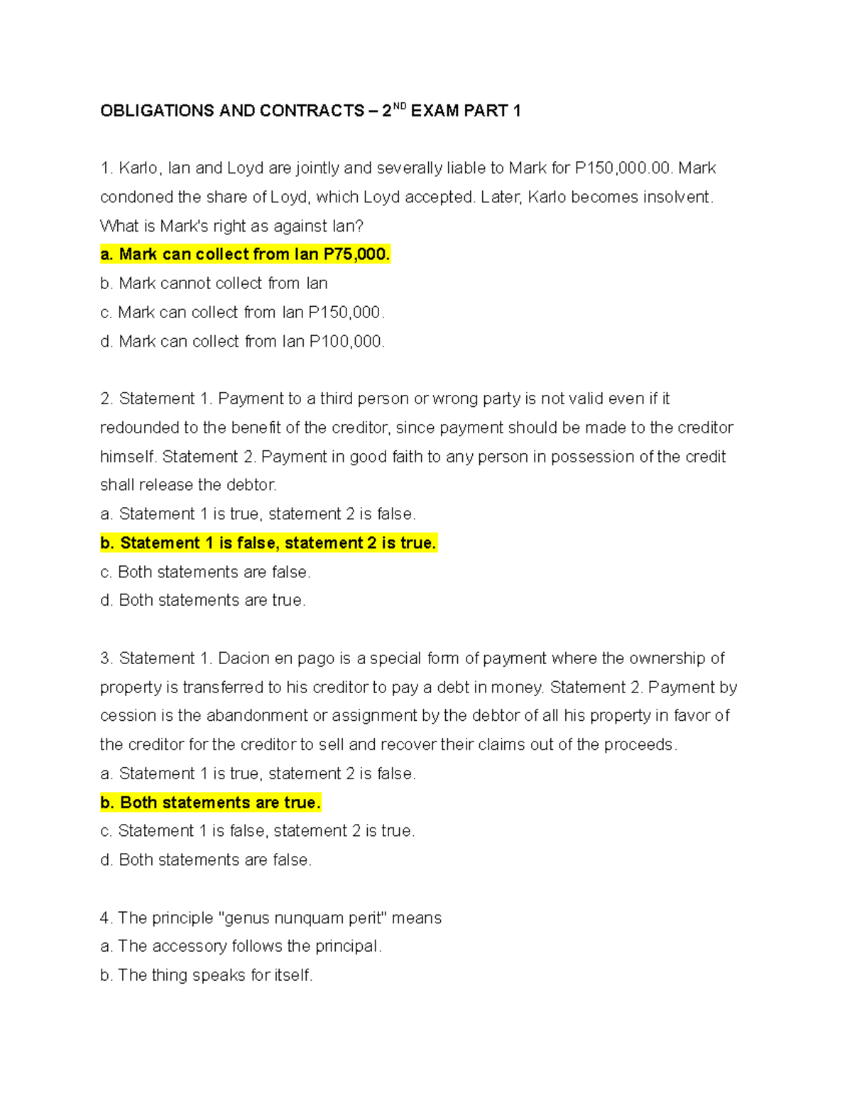 Obligations And Contracts 2nd Exam Part 1 Obligations And Contracts 2nd Exam Part 1 Karlo Obligations And Contracts 2nd Exam Part 1 Obligations And Contracts 2nd Exam Part 1 Karlo