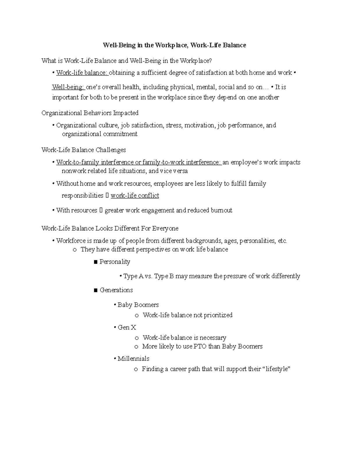 Work Life Balance and Well-Being - .. • It is important for both to be ...