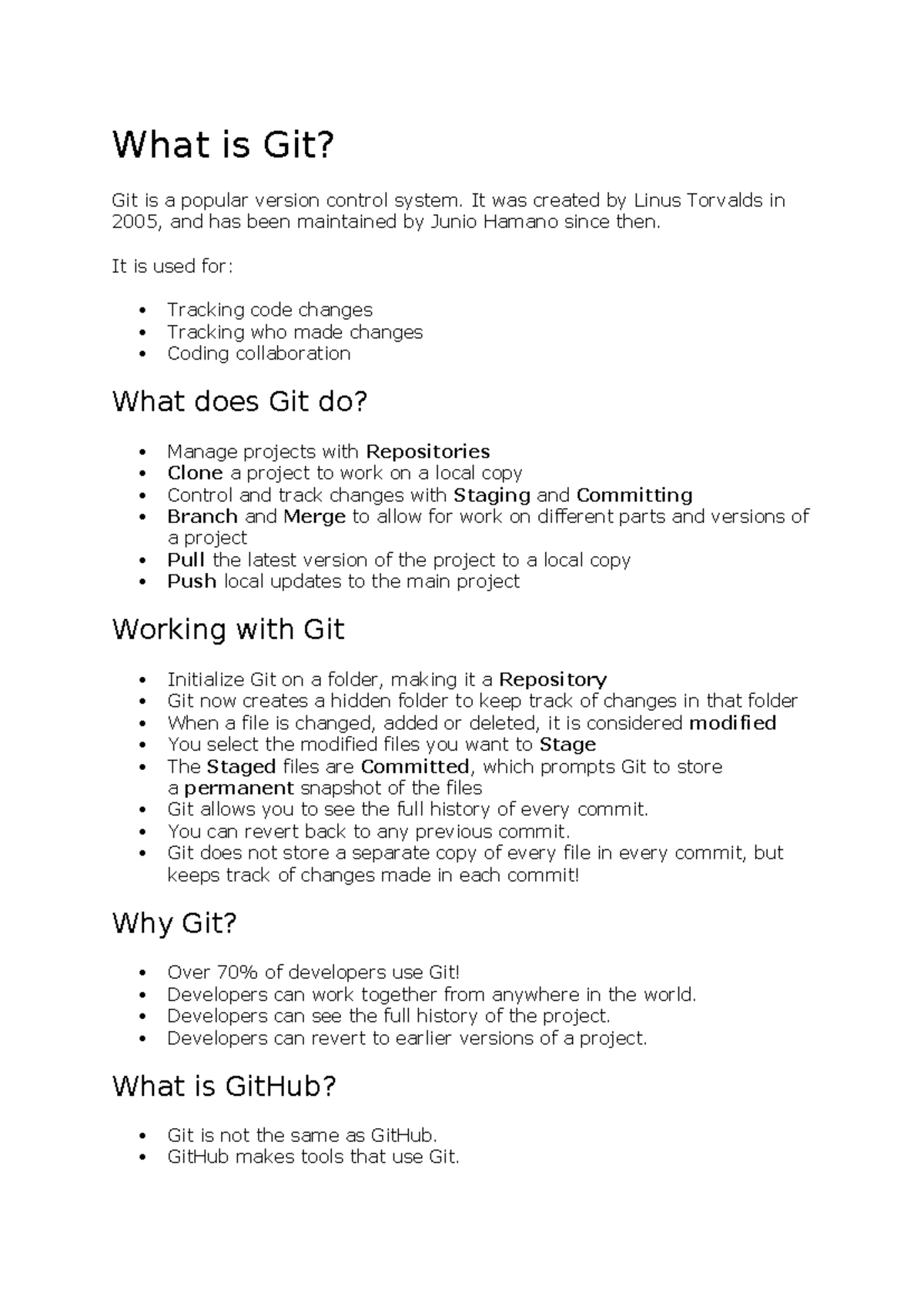 Introduction to Git and Git Hub - What is Git? Git is a popular version ...