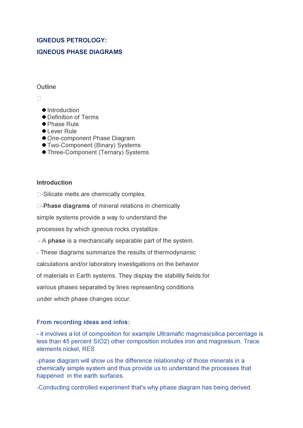 Igneous Petrology - Phase Diagrams - IGNEOUS PETROLOGY: IGNEOUS PHASE ...