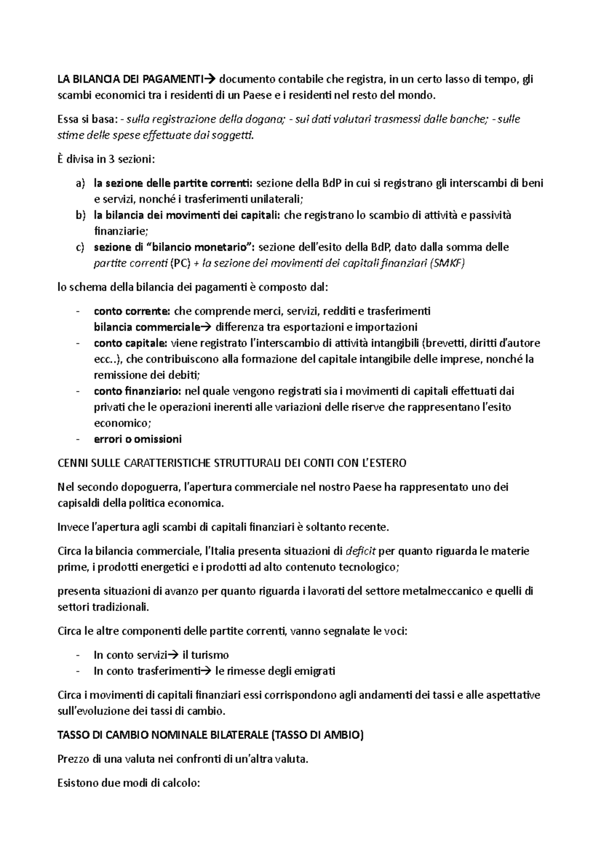 LA Bilancia DEI Pagamenti LA BILANCIA DEI PAGAMENTI documento contabile che registra, in un LA Bilancia DEI Pagamenti LA BILANCIA DEI PAGAMENTI documento contabile che registra, in un