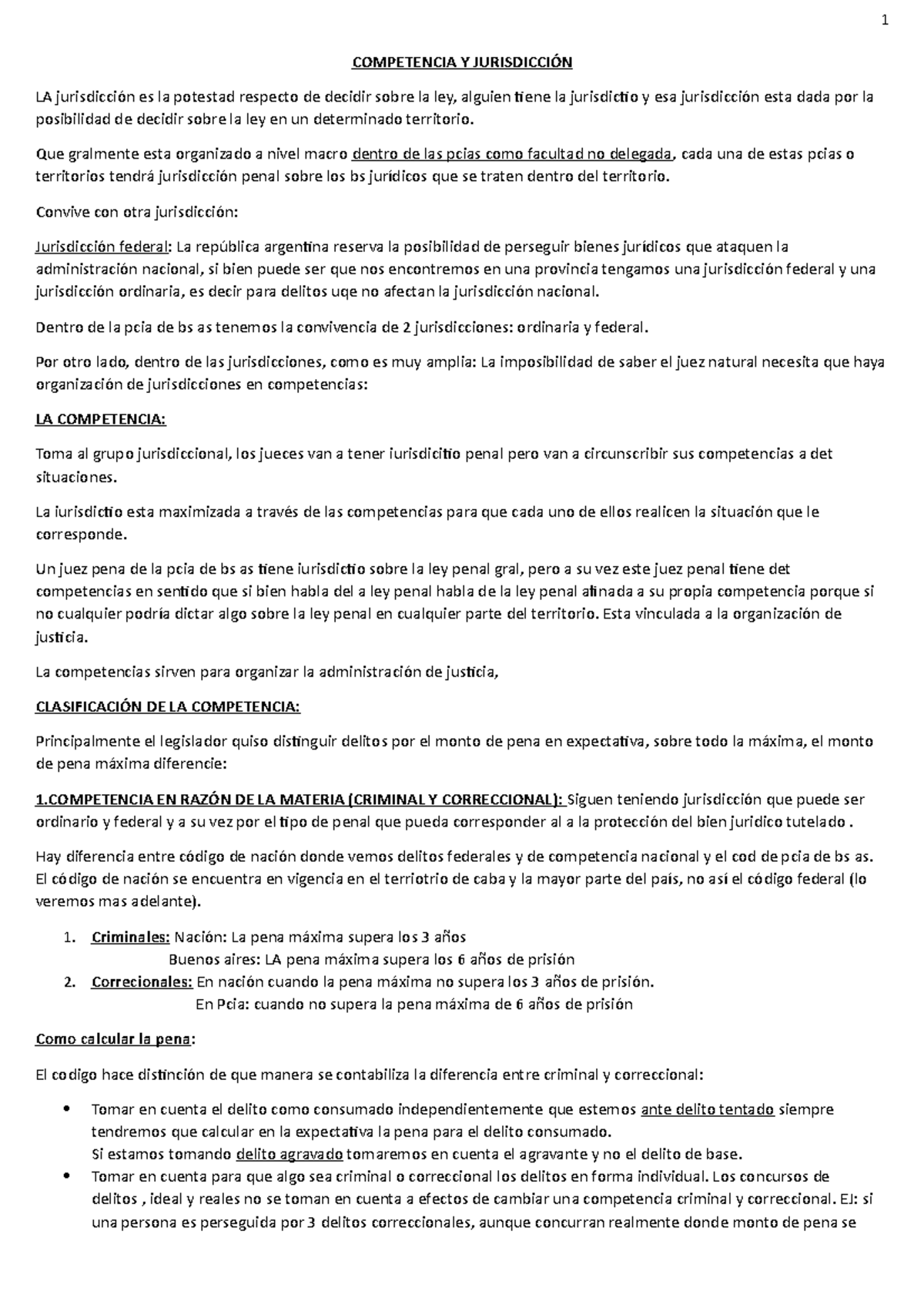 Competencia Y Jurisdiccion penal derecho procesal penal 1 - COMPETENCIA ...