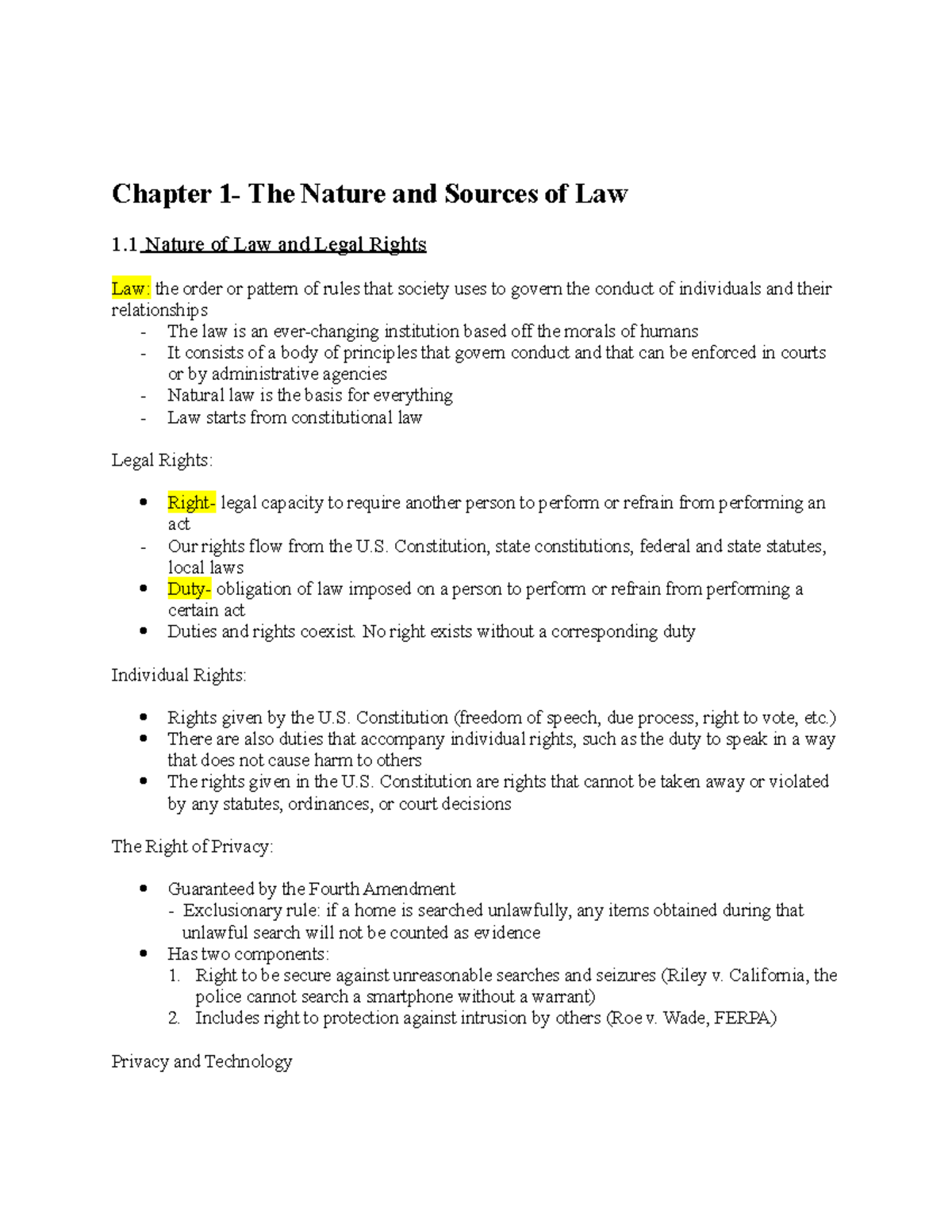 MGMT 455- Chapter 1 - Chapter 1- The Nature and Sources of Law 1 Nature ...