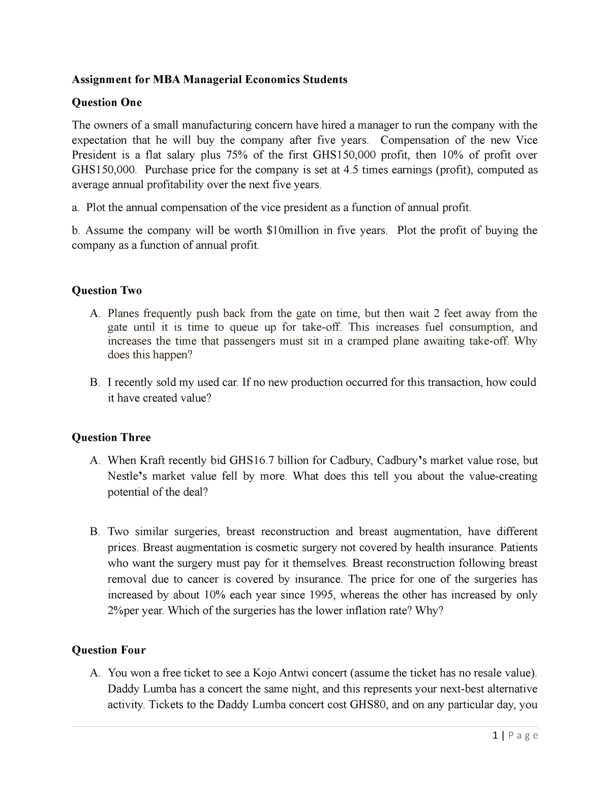 managerial economics symbiosis assignment