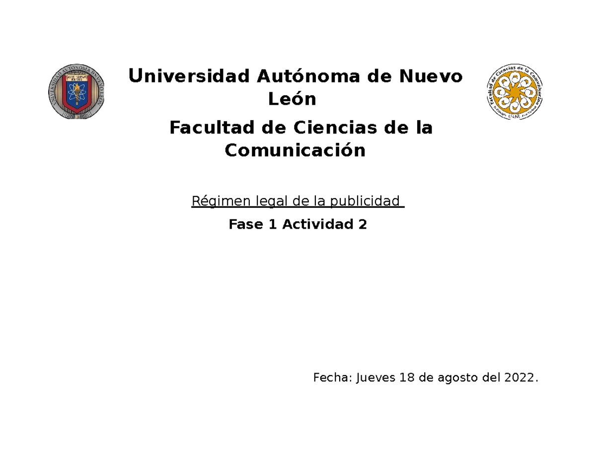 Fase 1 Actividad 2 - Universidad Autónoma de Nuevo León Facultad de ...