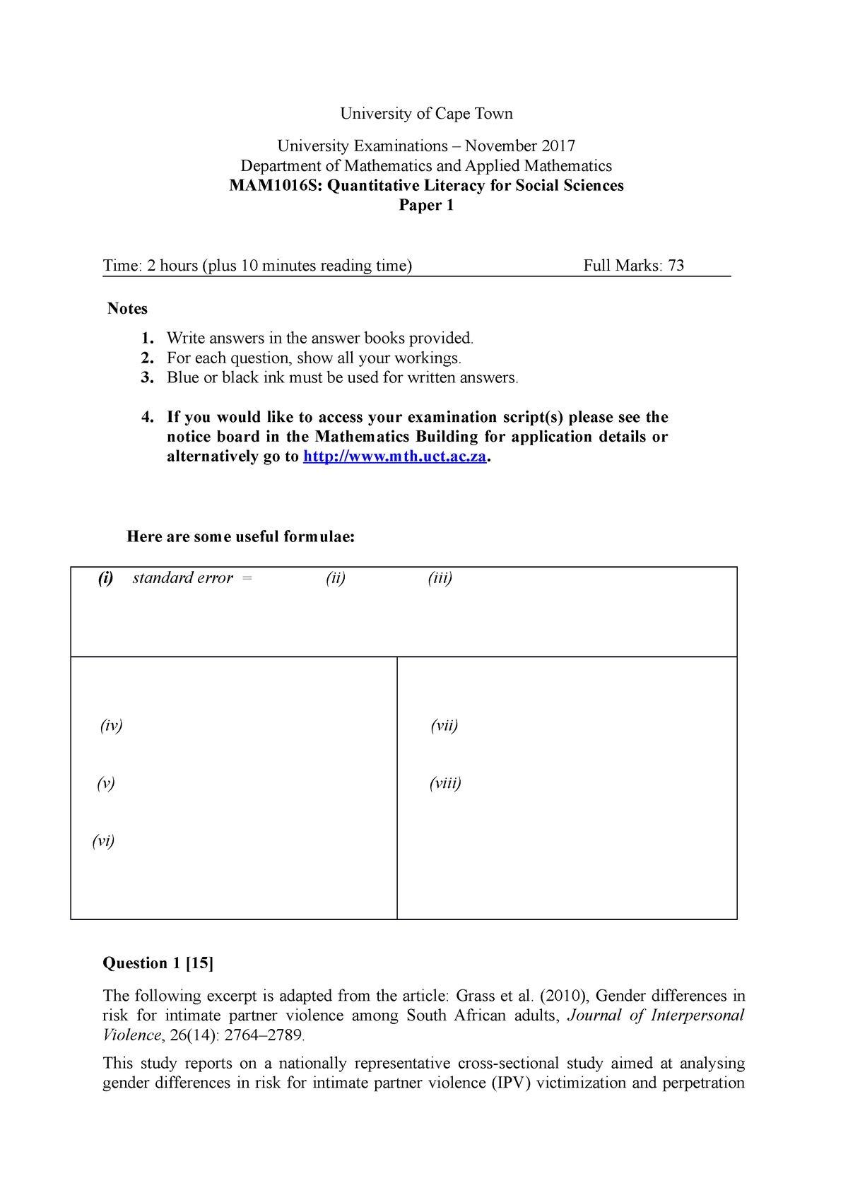 Exam Past Paper University Of Cape Town University Examinations   Thumb 1200 1698 