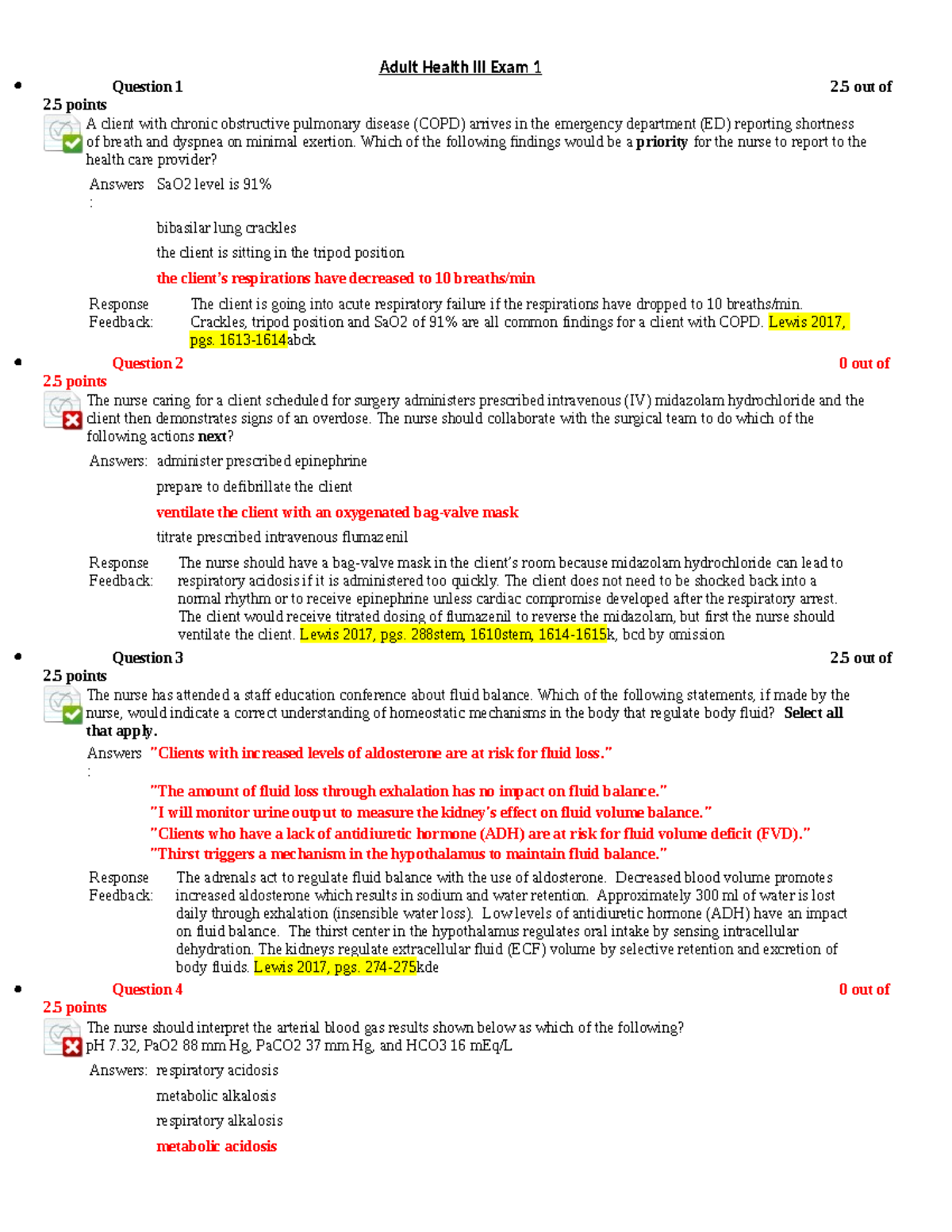 Adult Health III study guide - Adult Health III Exam 1 Question 1 2 out ...
